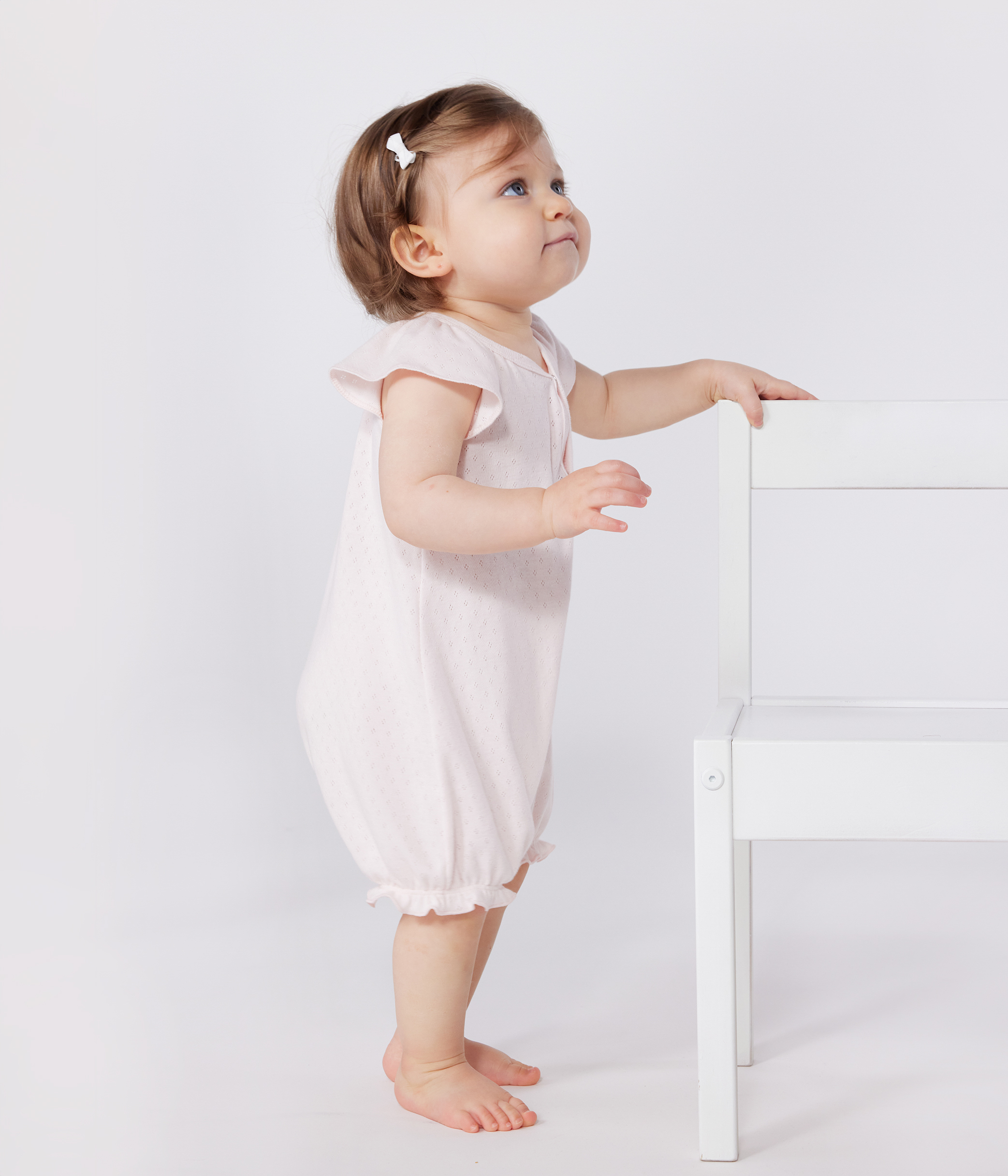 Baby plain cotton short jumpsuit