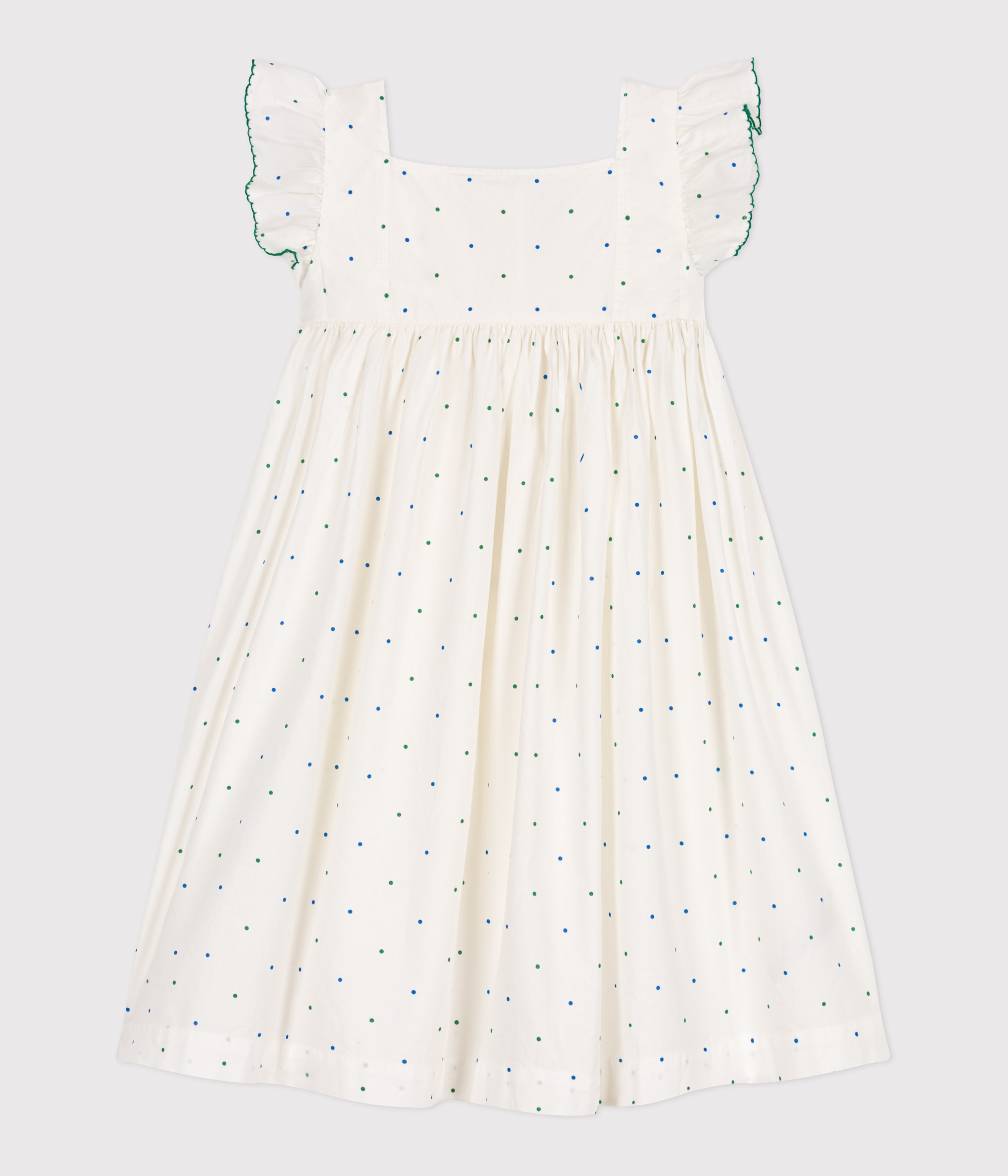 Children's long sleeveless cotton dress with spots