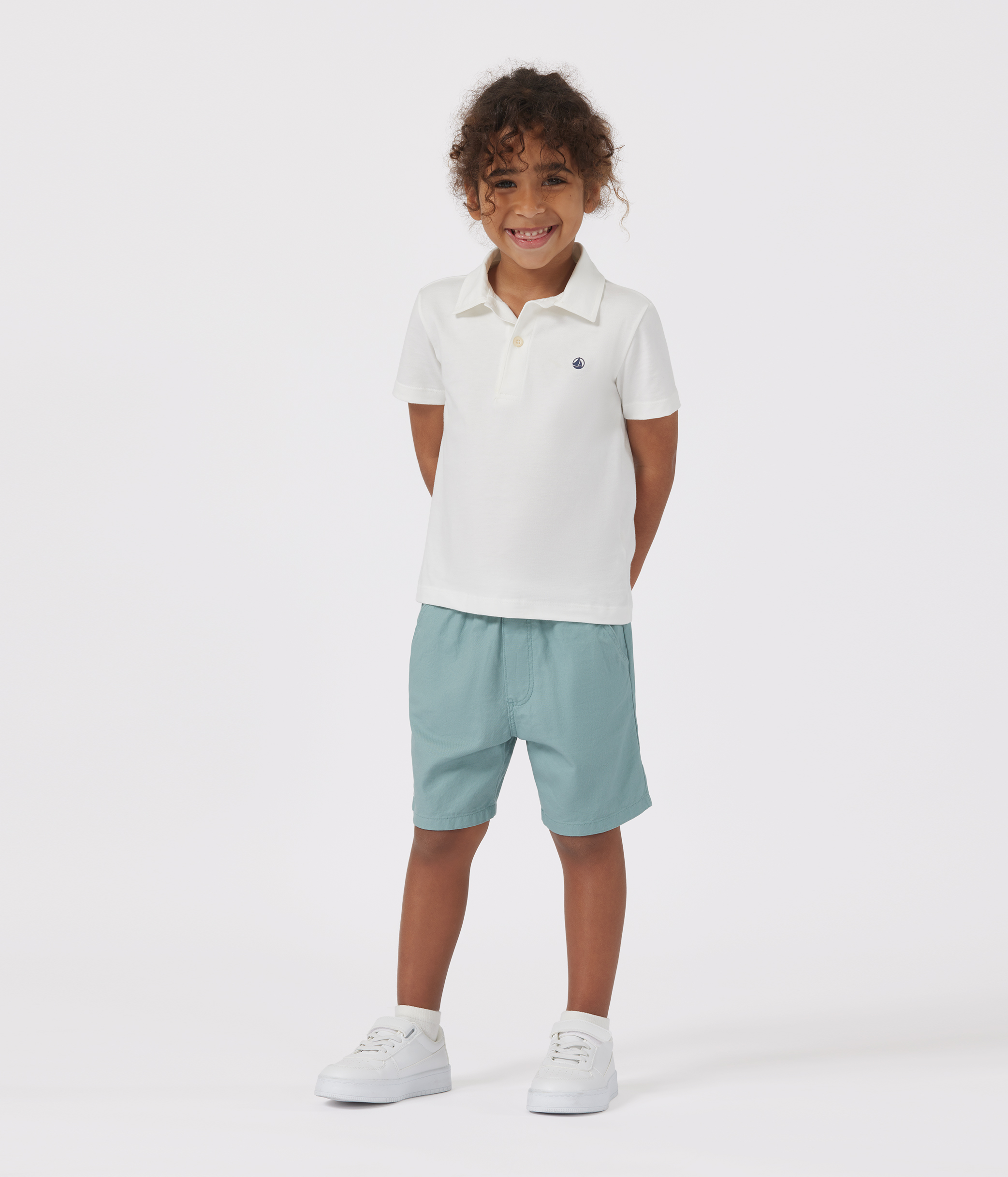 Children's plain short-sleeved cotton polo shirt
