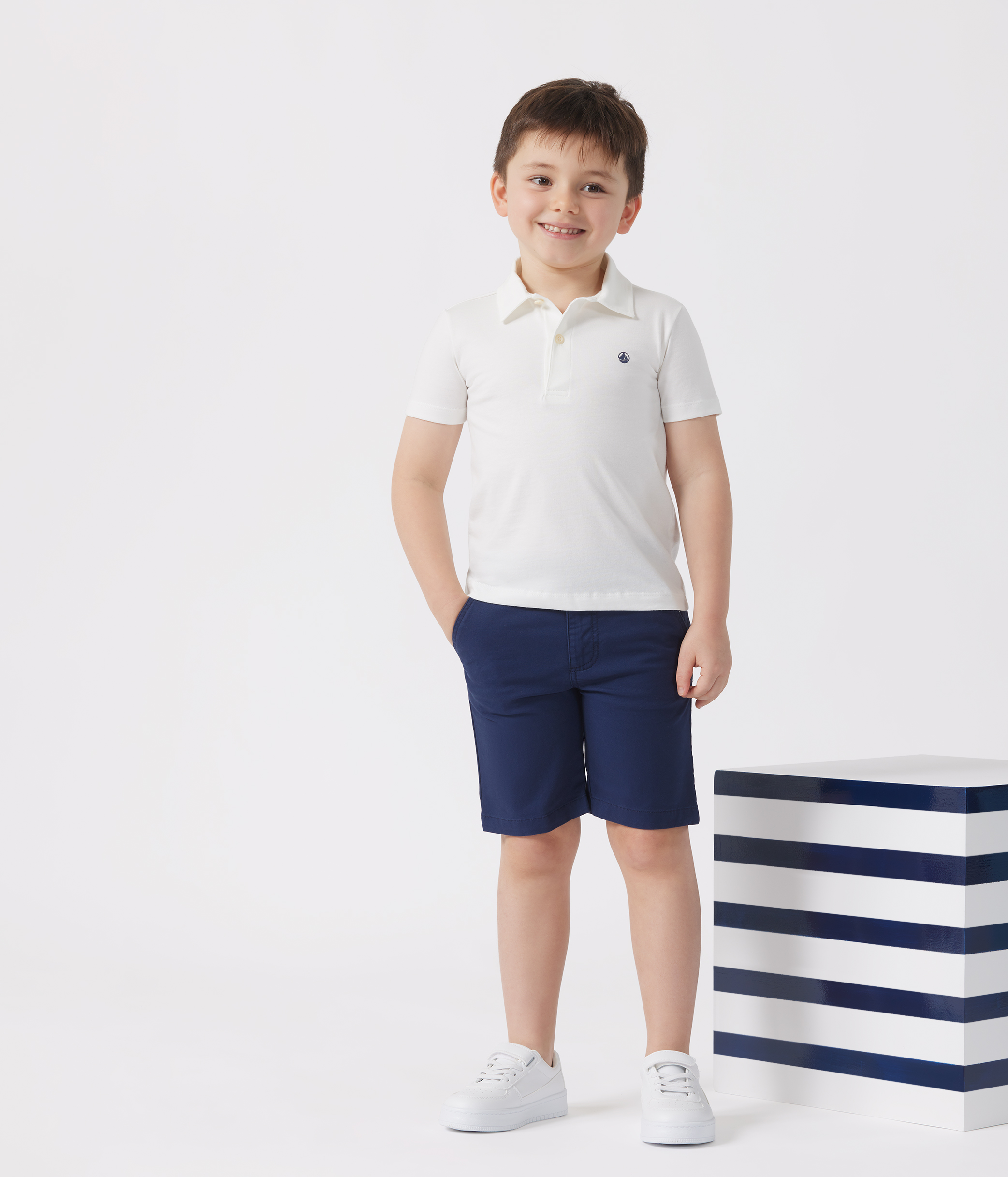 Children's plain short-sleeved cotton polo shirt