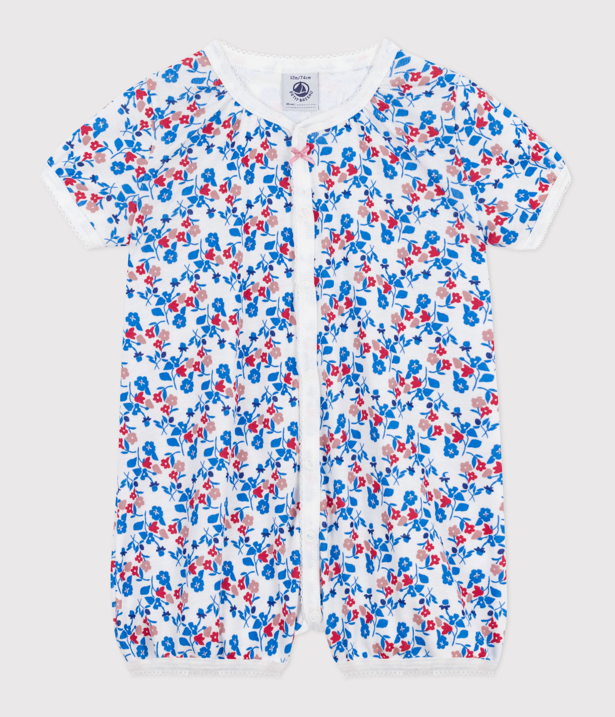 Baby short romper in floral cotton