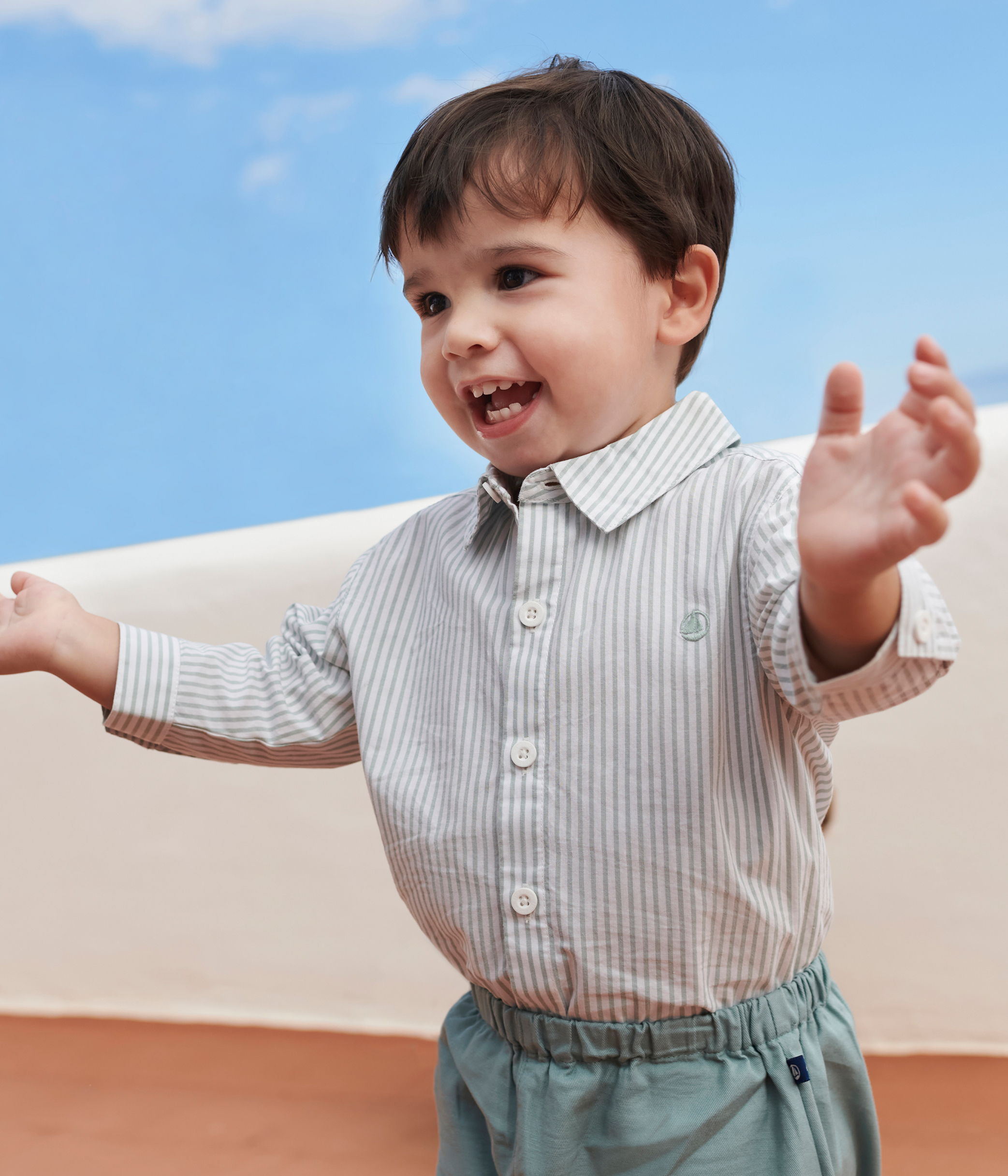 Babies' stripy cotton shirt