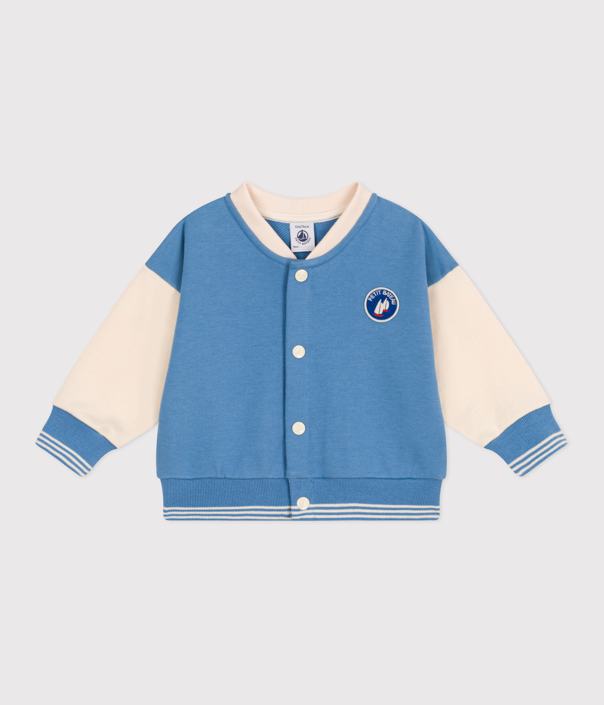 Babies' varsity-style jacket in colourblock cotton