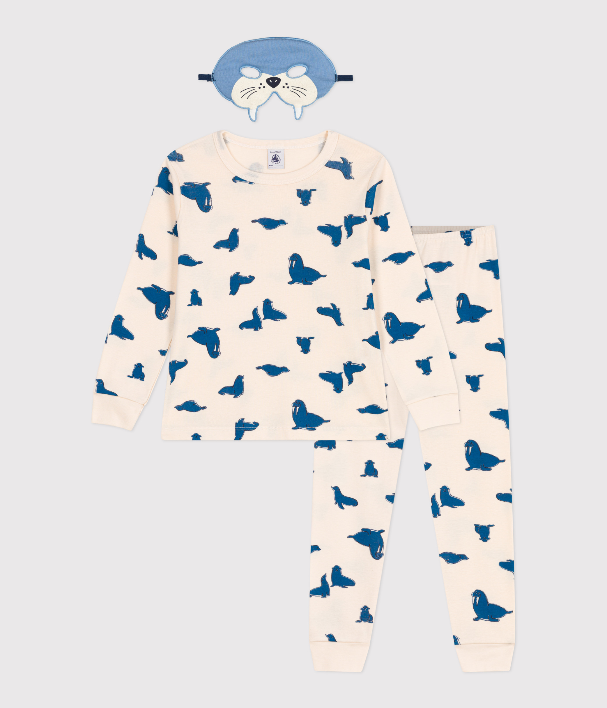 Children's costume pyjamas with walrus print in cotton