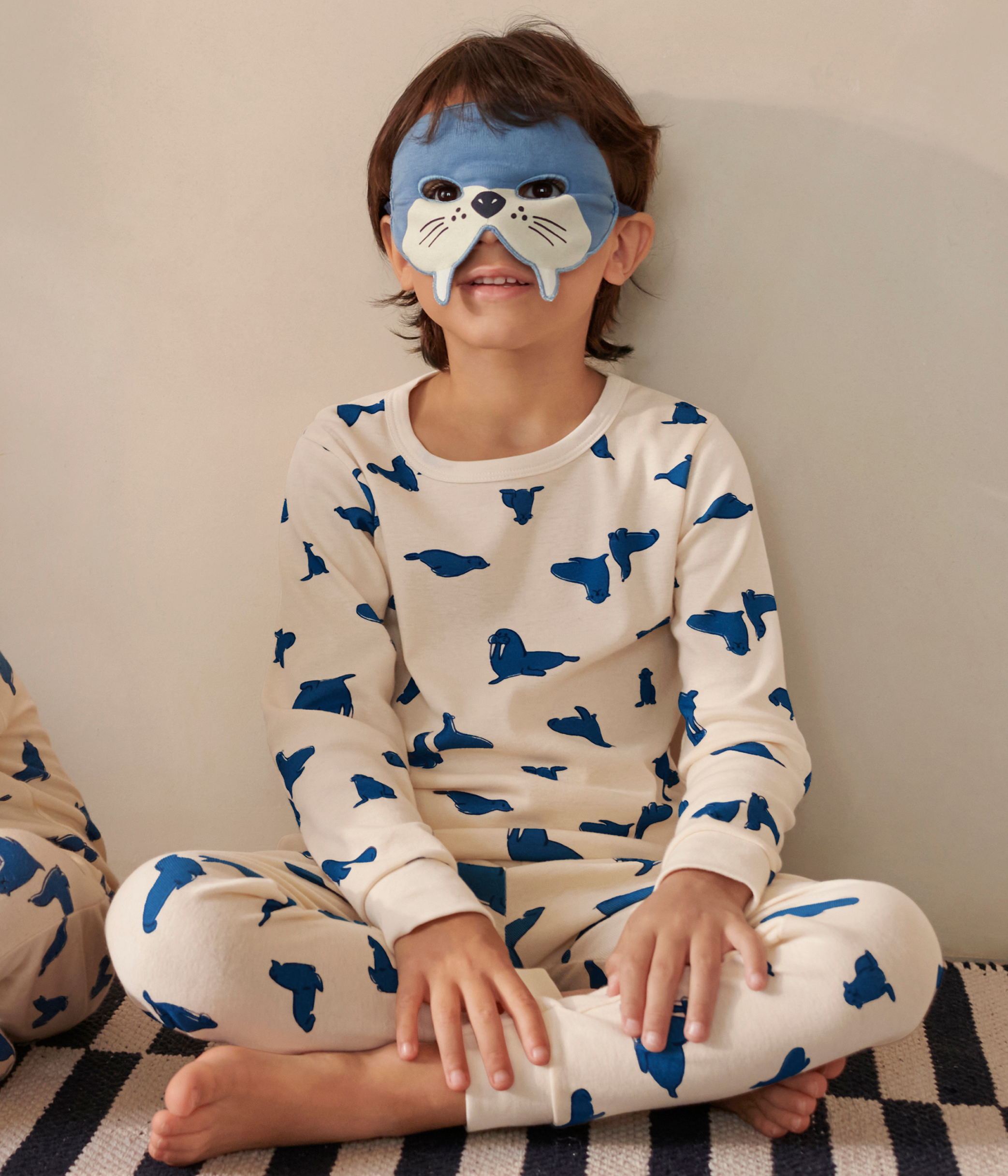 Children's costume pyjamas with walrus print in cotton