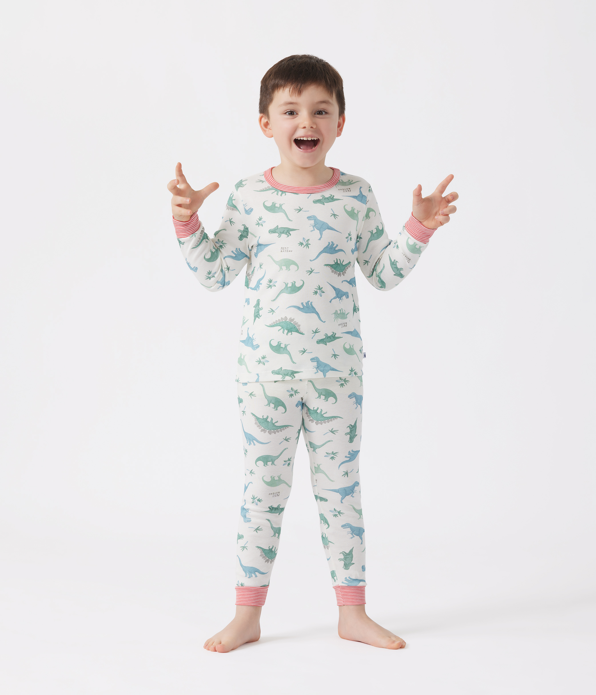 Children's cotton pyjamas with dinosaur print