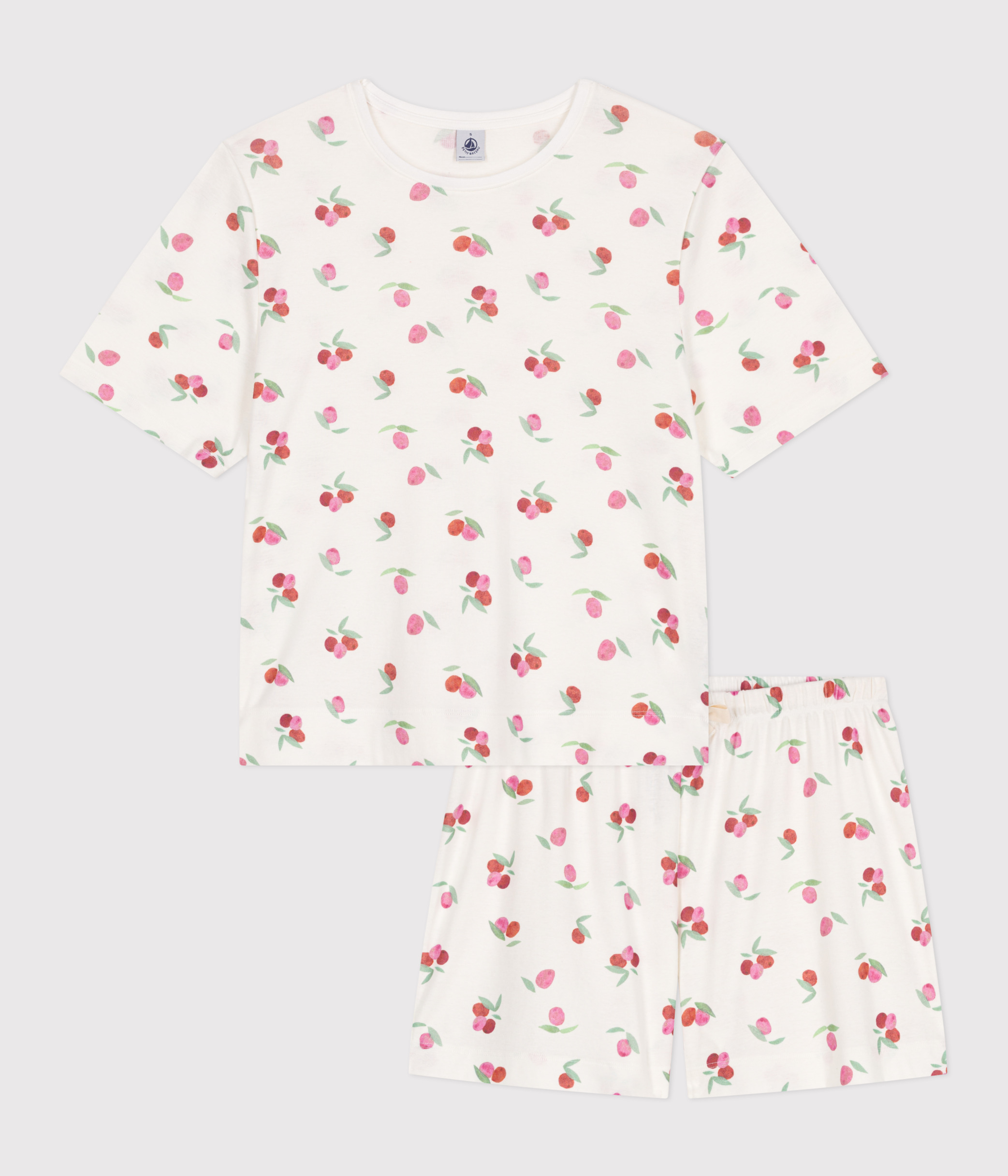 Women's short fruit print cotton pyjamas