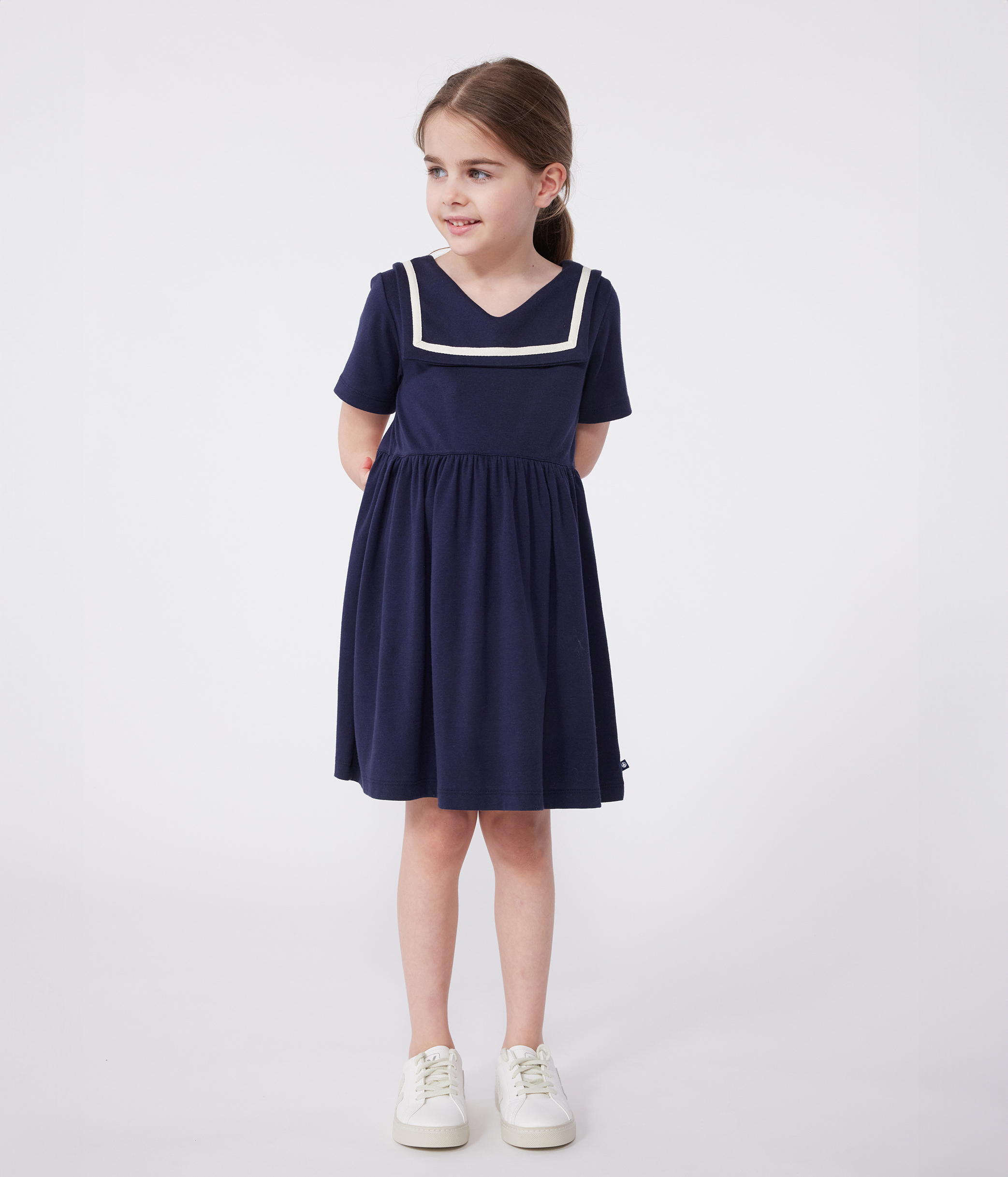 Children's short-sleeved plain cotton dress