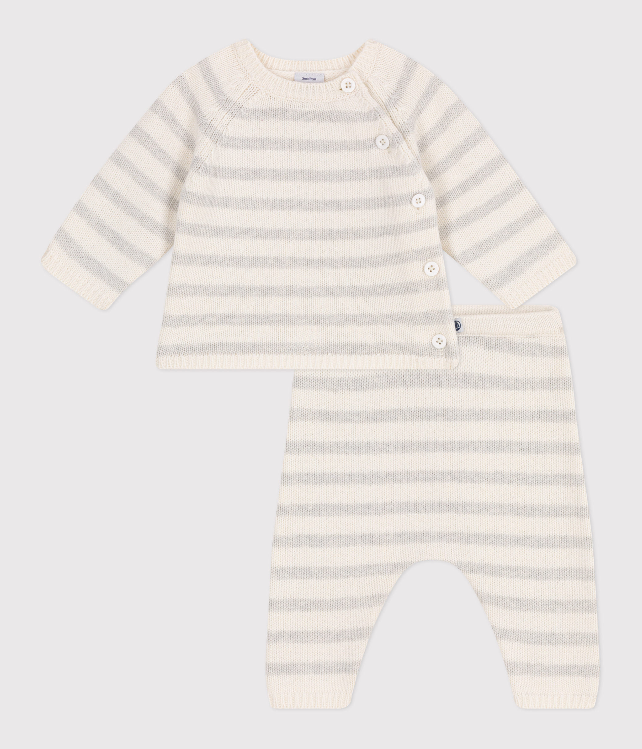 Babies' two-piece set in a wool and cotton knit