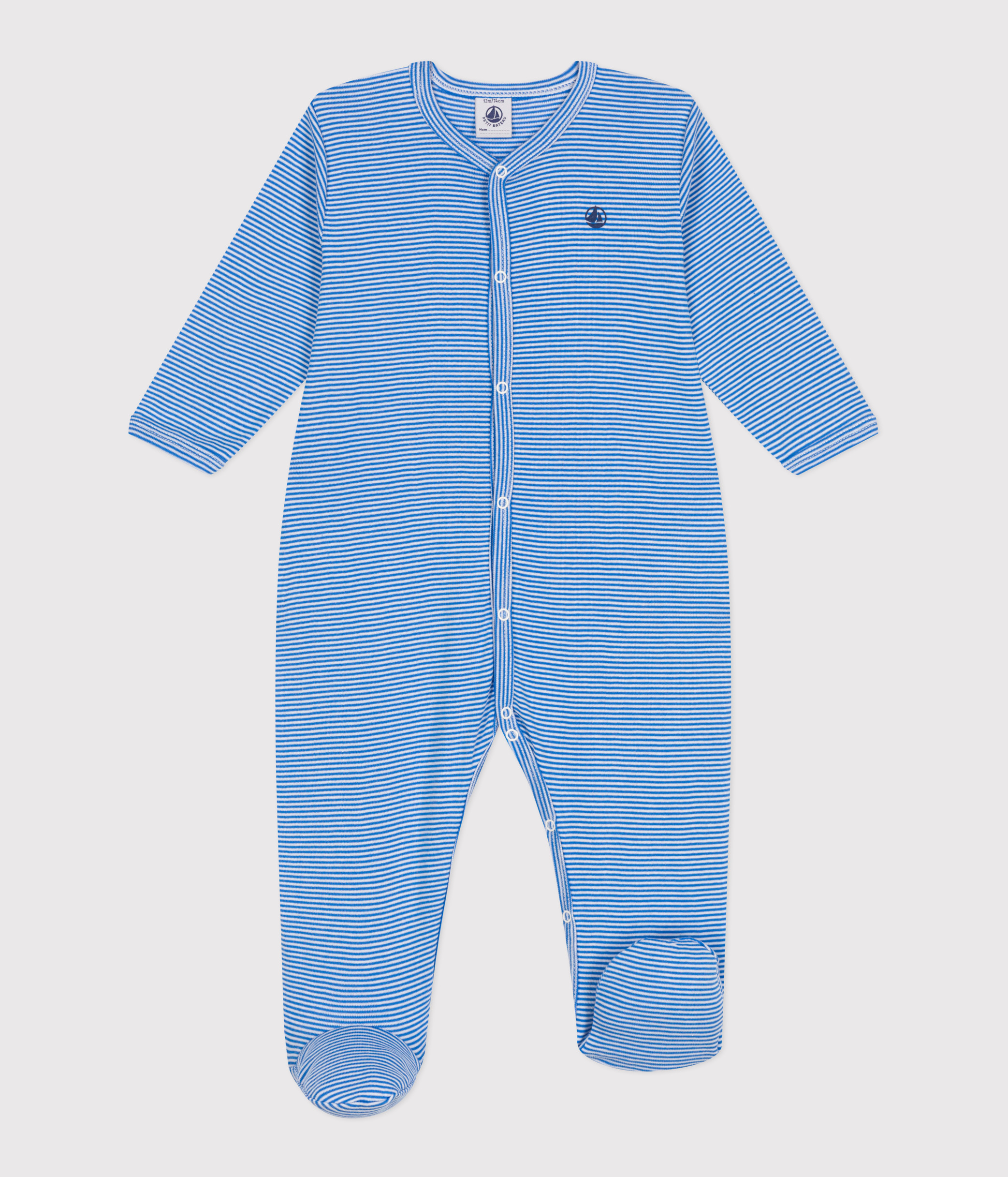 Babies' stripy cotton pyjama suit