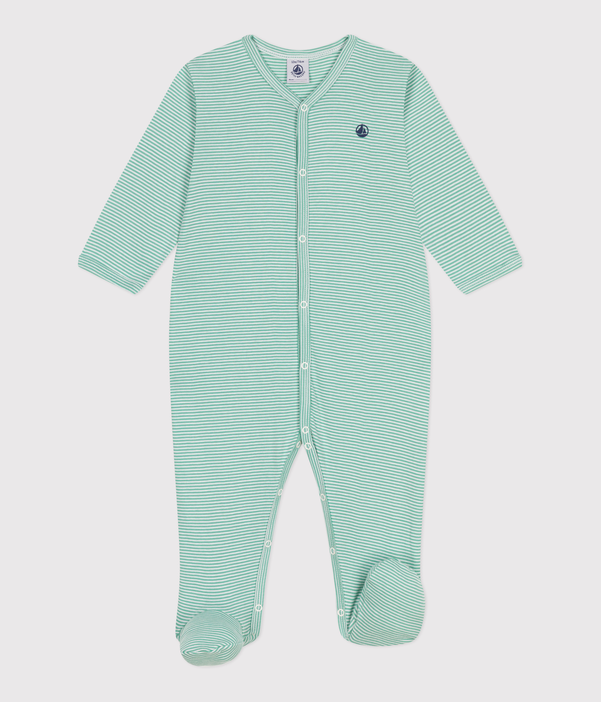 Babies' stripy cotton pyjama suit
