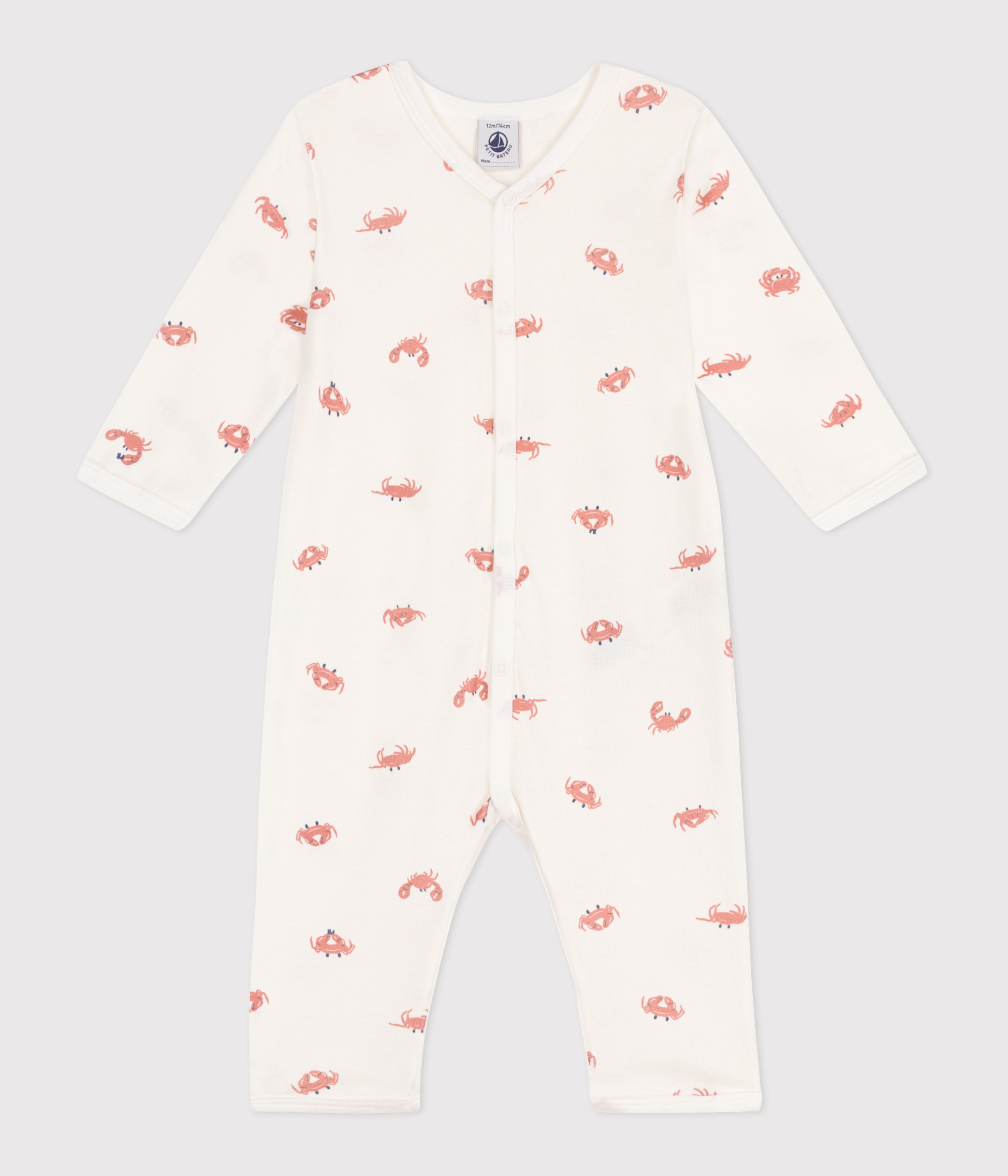 Baby cotton footless pajamas with crabs