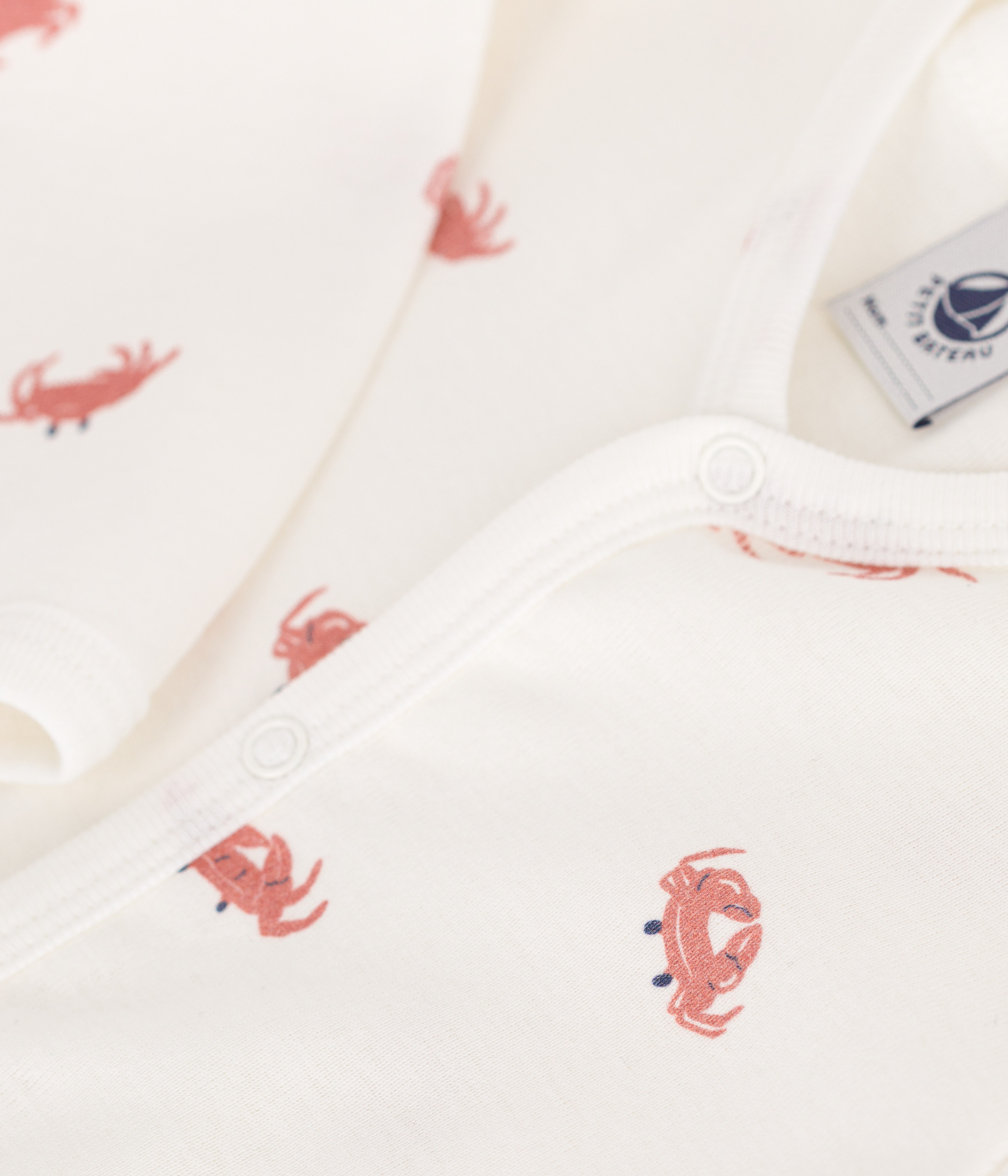 Baby cotton footless pajamas with crabs