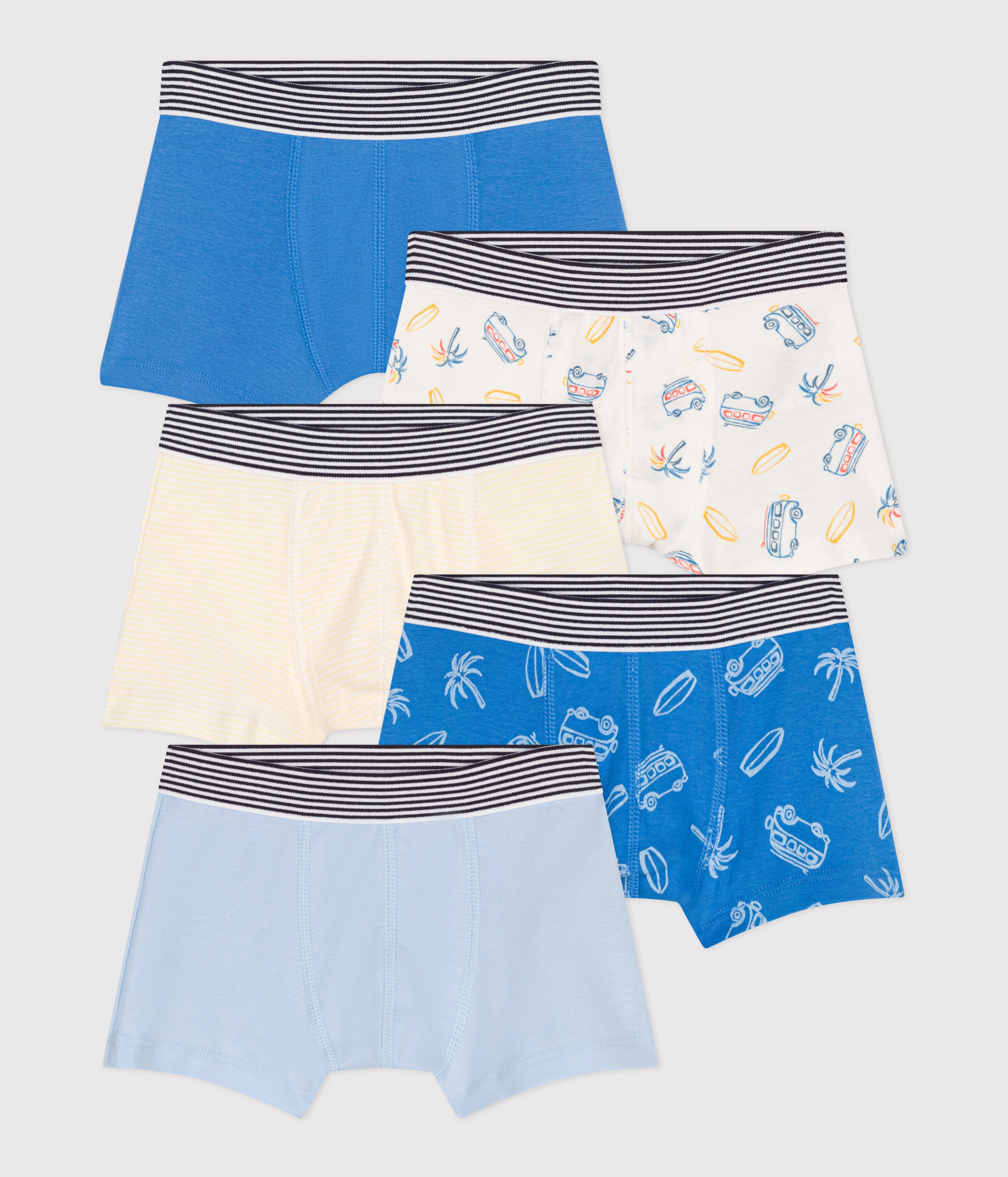 Set of 5 printed cotton boxers for children with vans