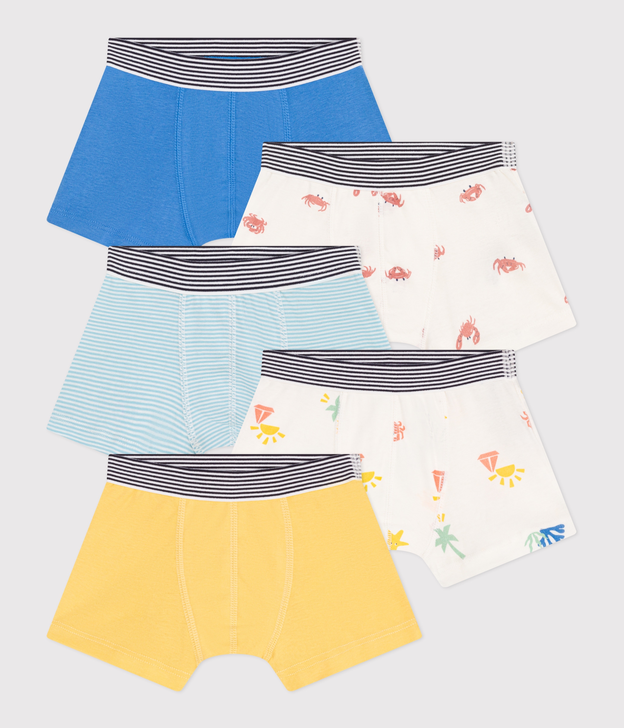 Set of 5 printed cotton boxers for children