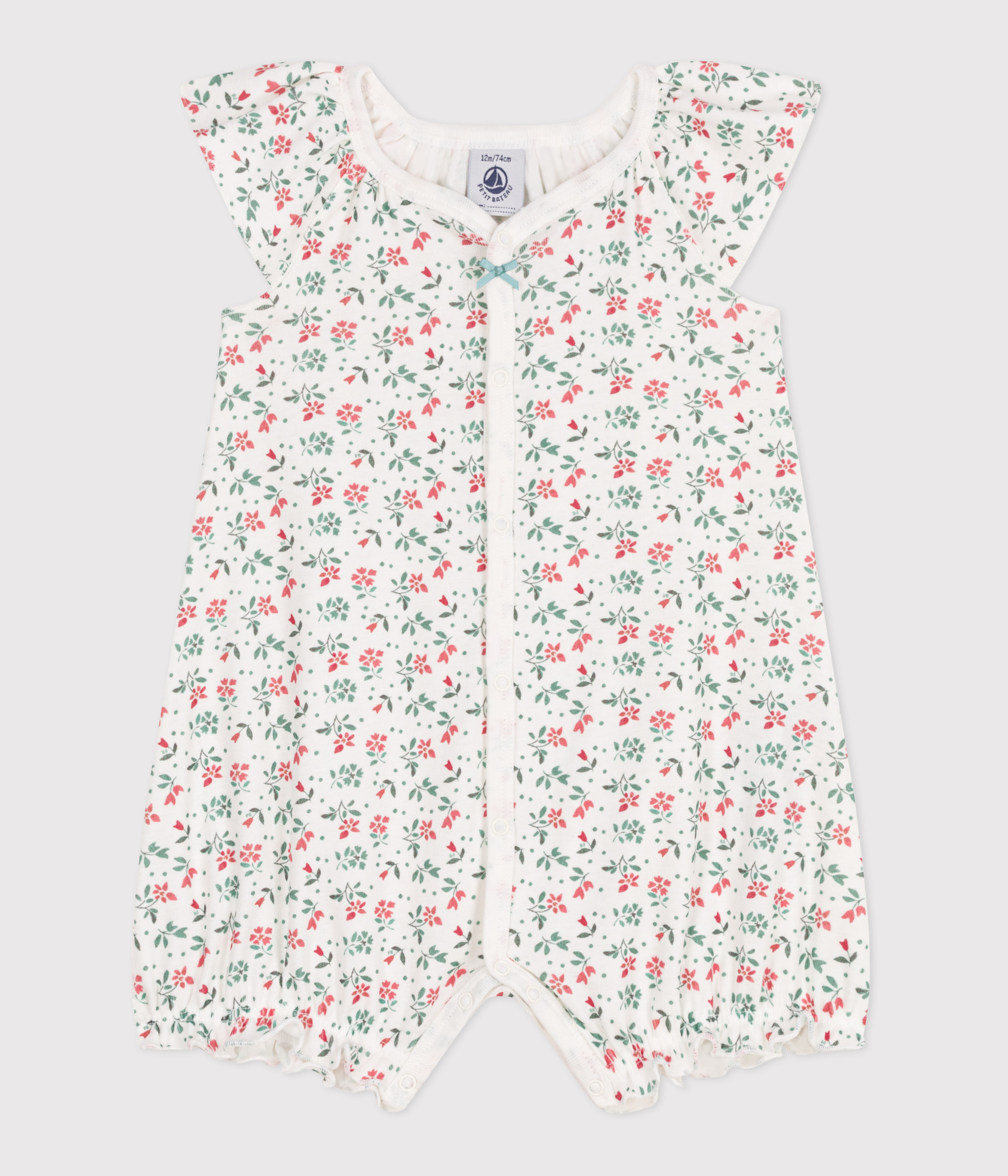 Baby short romper in floral cotton