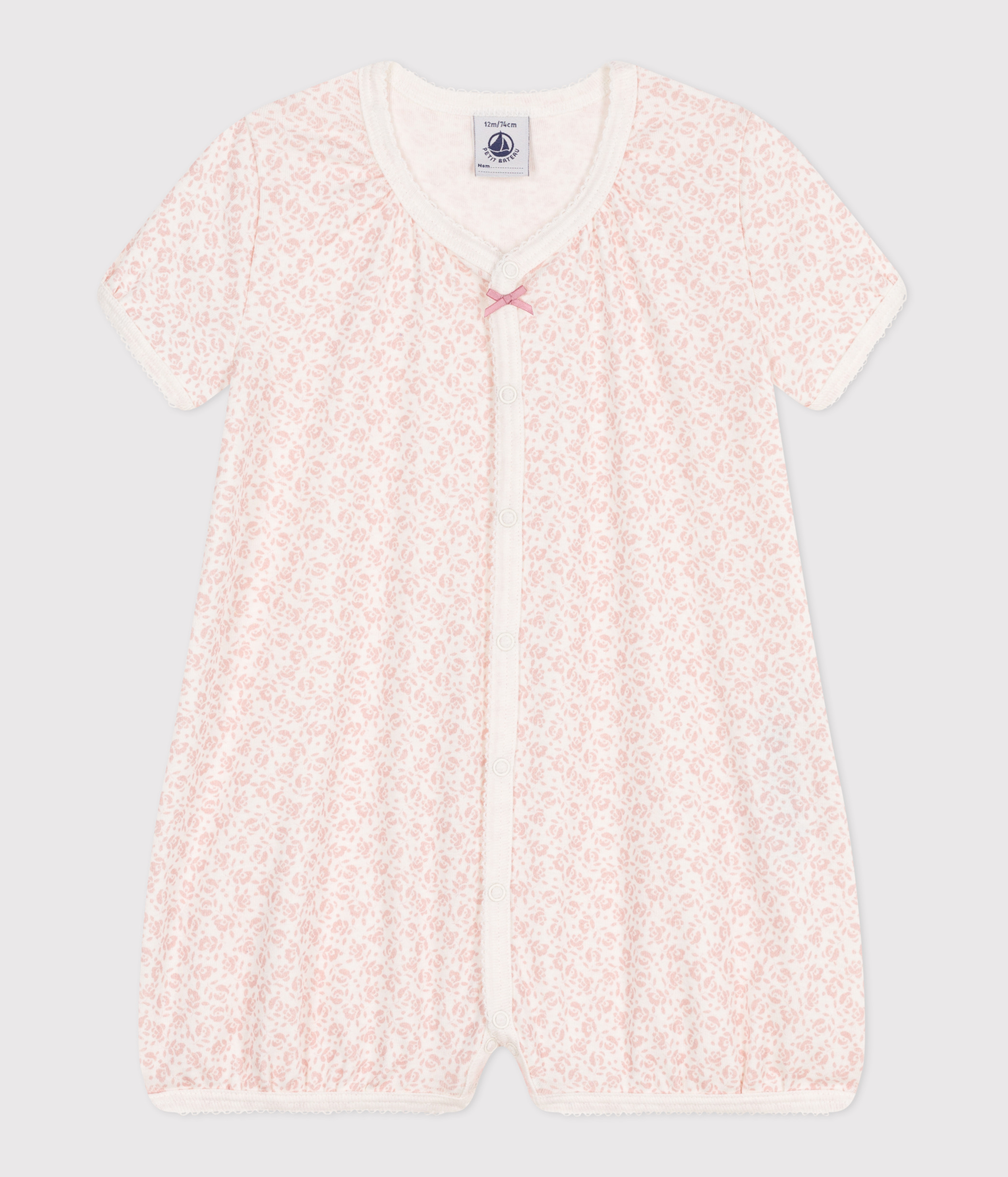 Baby short romper in floral cotton