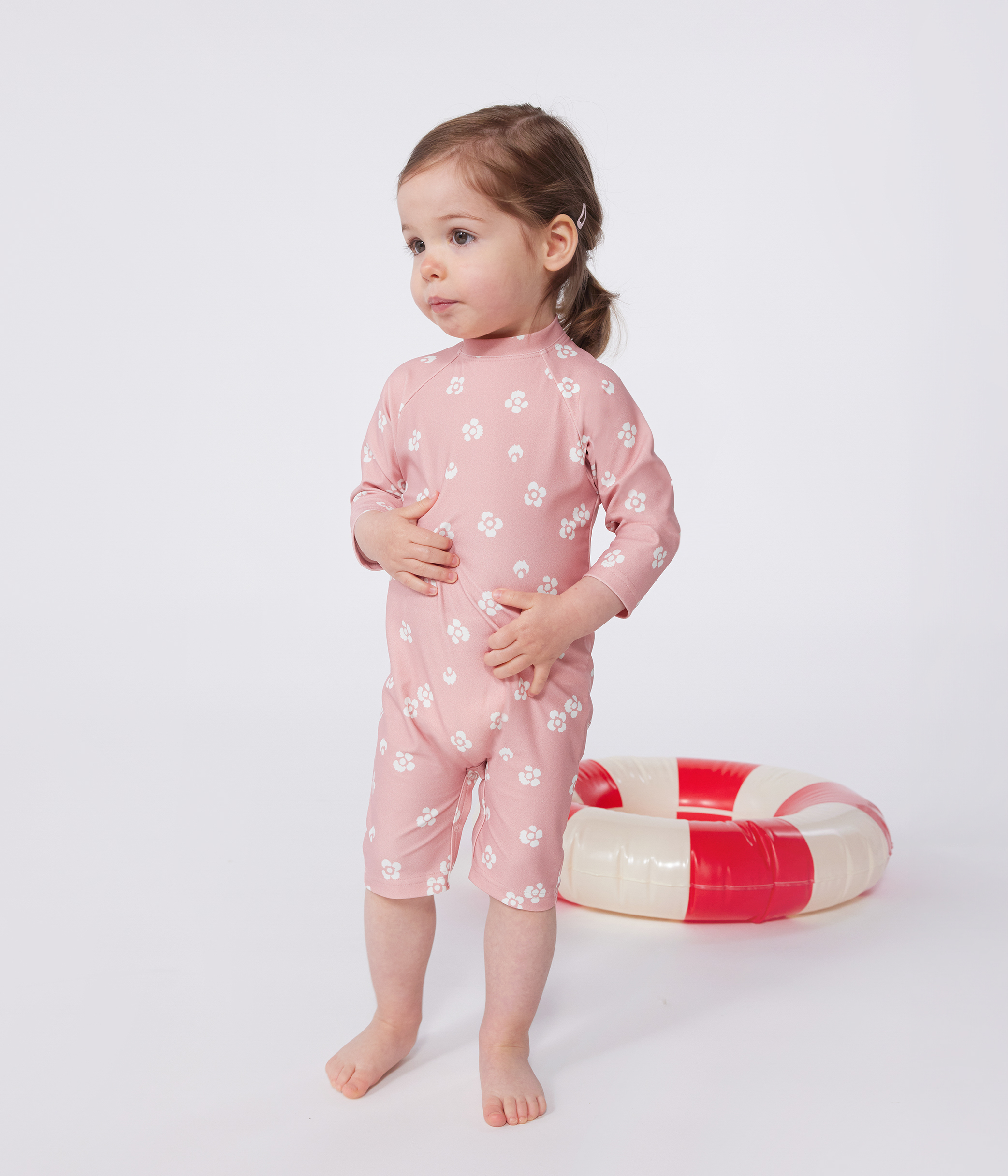 Babies' anti-UV floral print playsuit