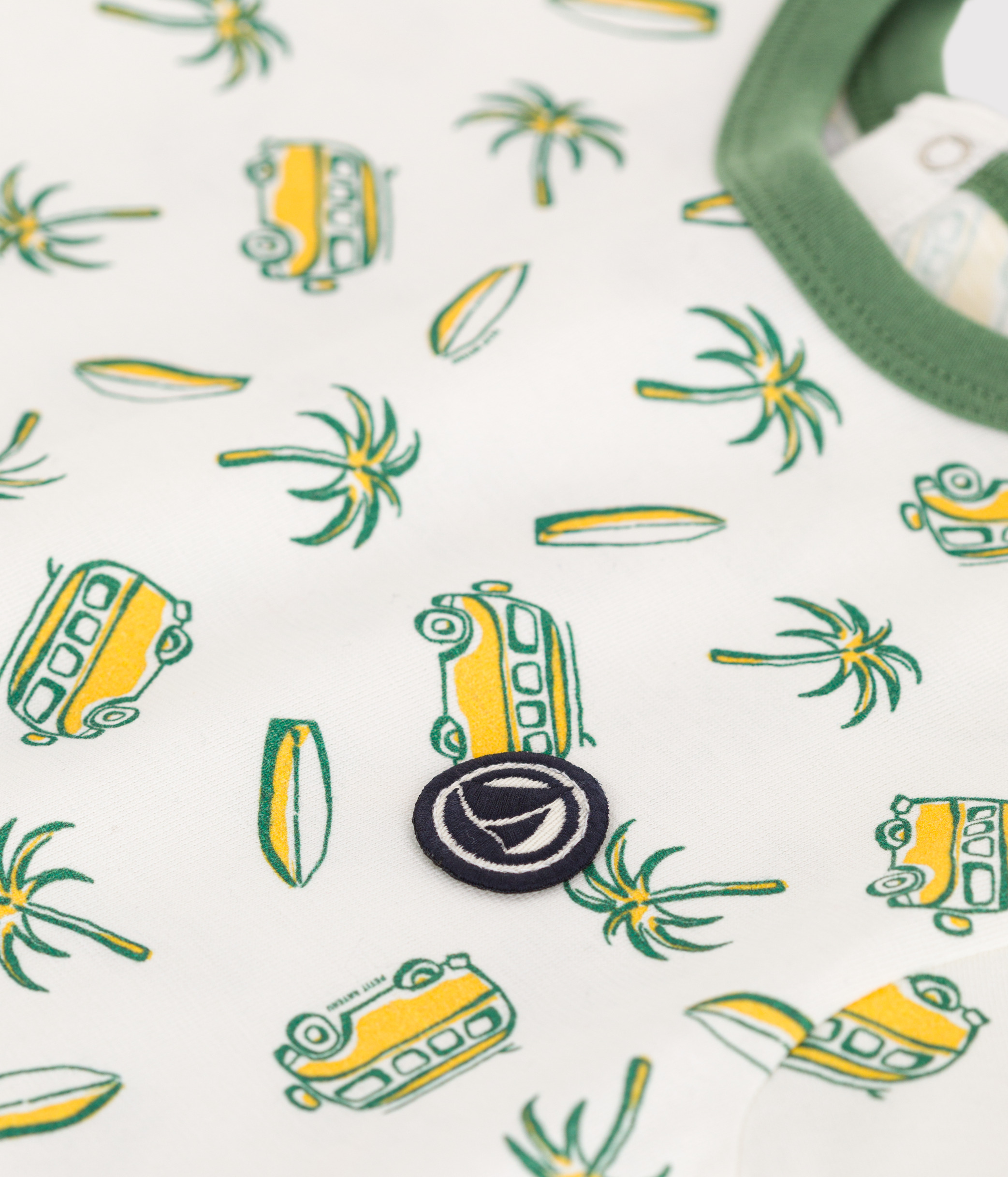 Babies' short-sleeved surf print cotton playsuit