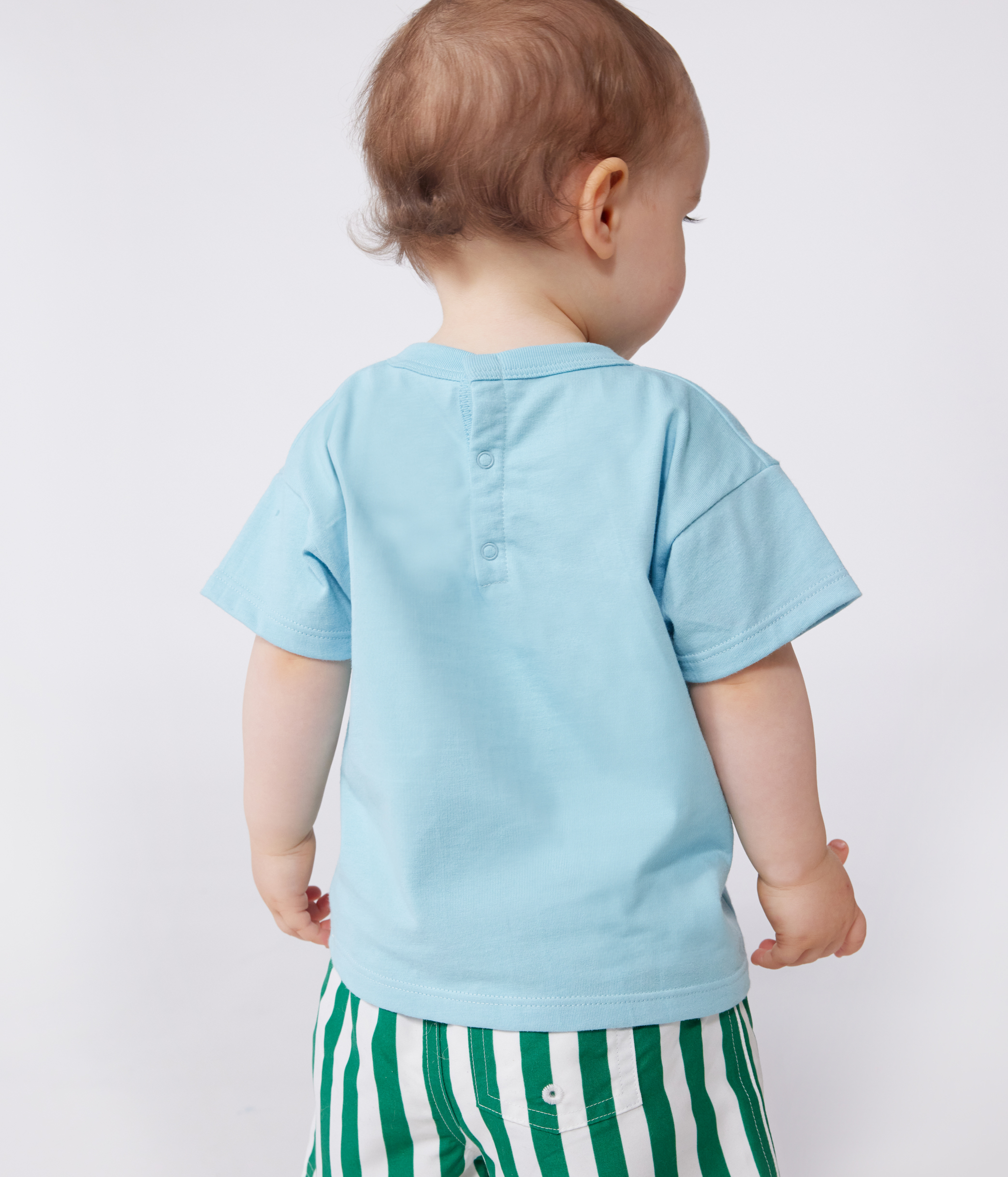 Babies' short-sleeved plain cotton T-shirt