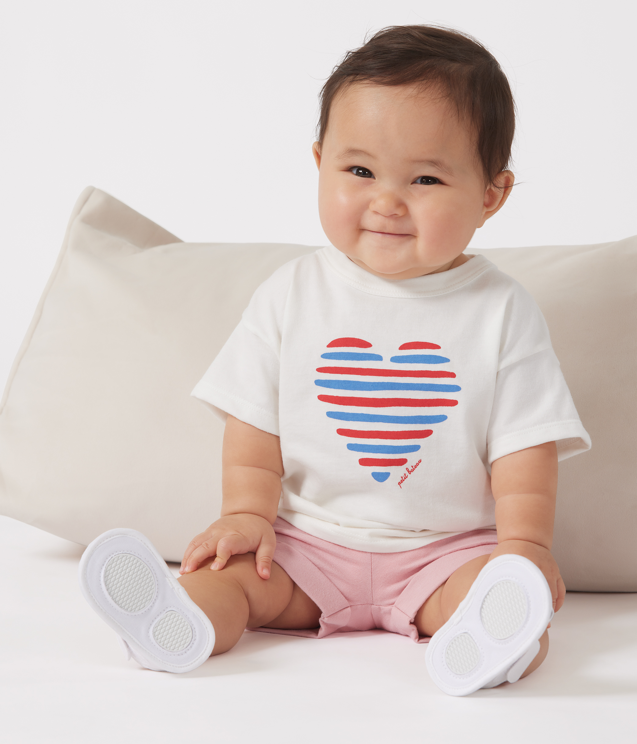 Babies' short-sleeved plain cotton T-shirt