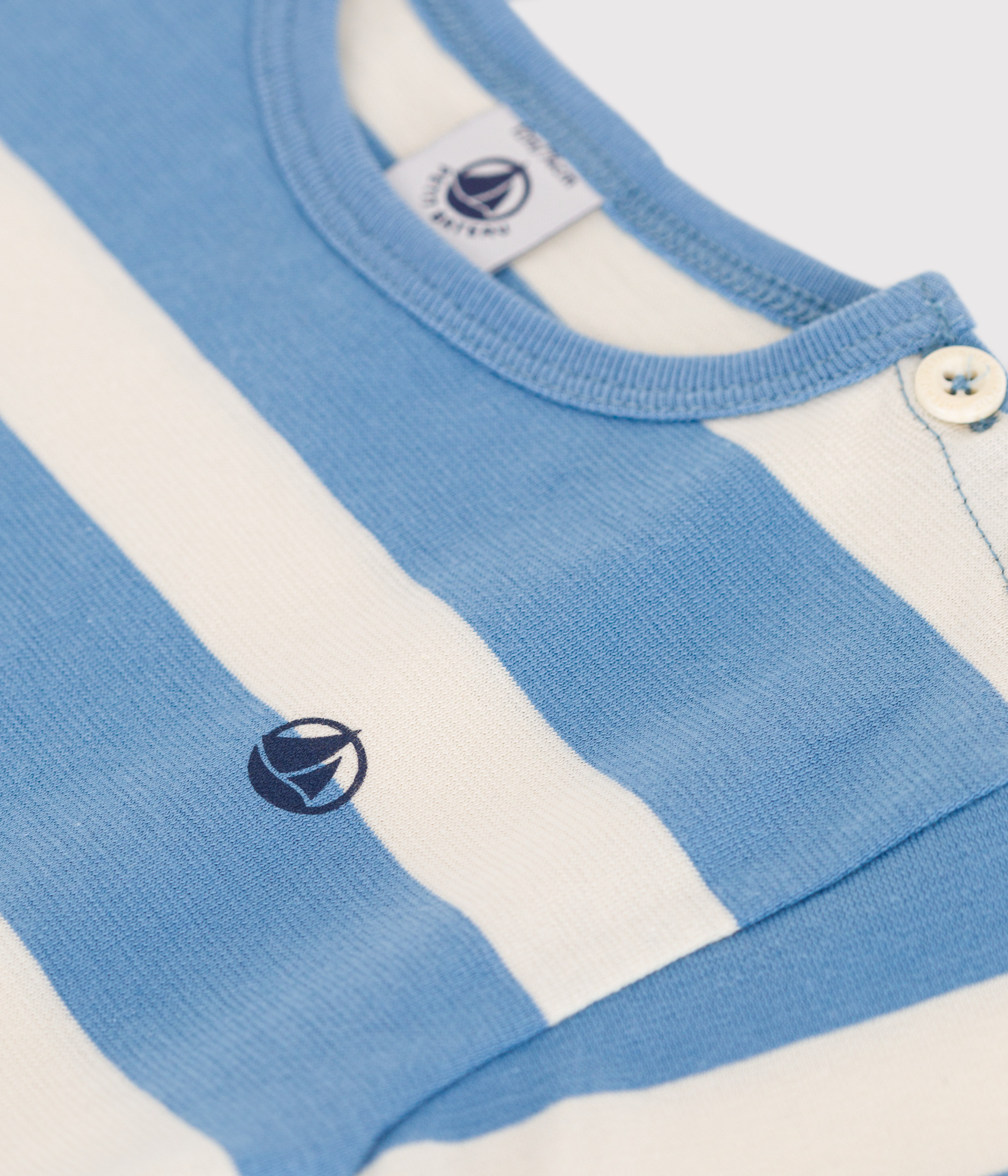 Babies' short-sleeved stripy cotton T-shirt