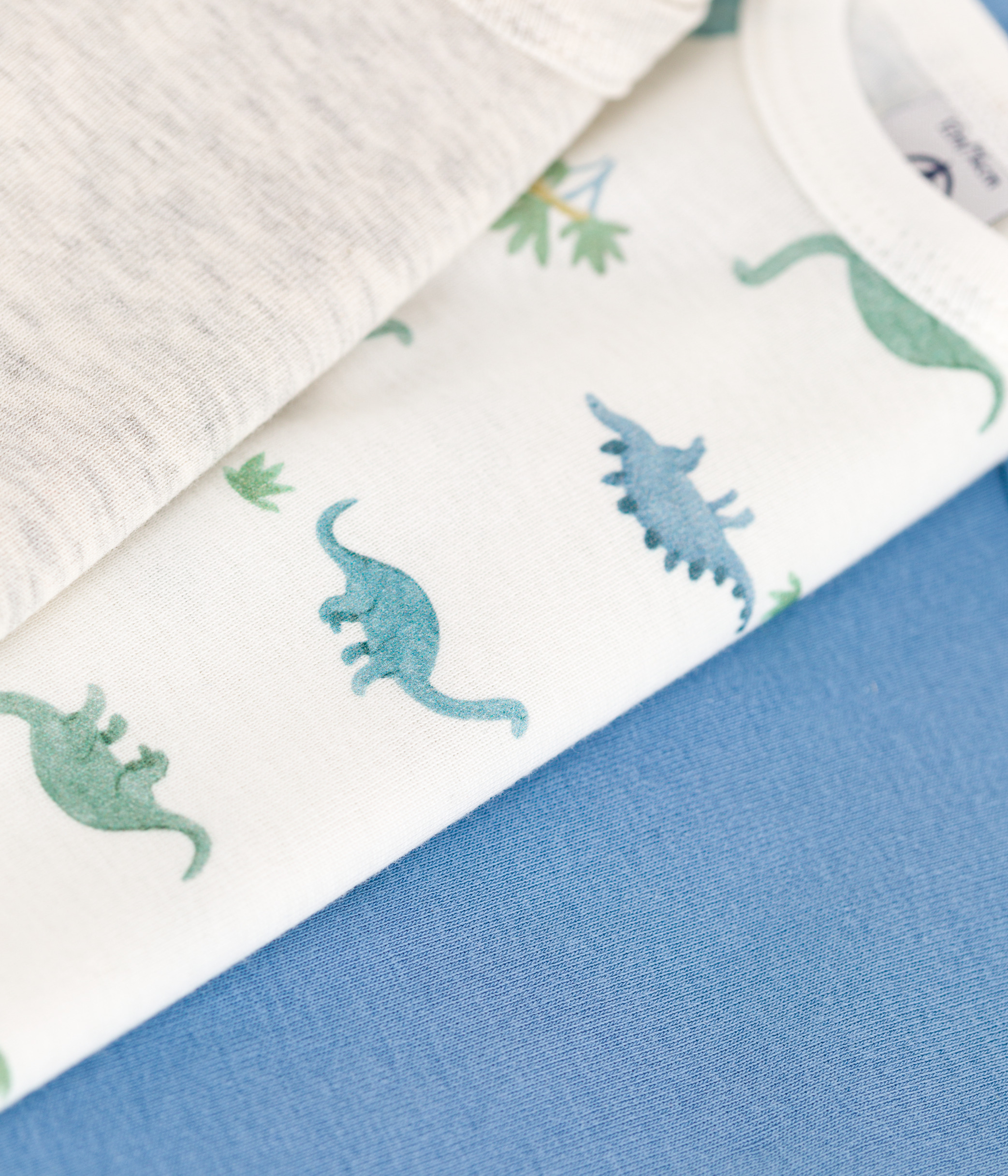 Set of 3 short-sleeved baby printed cotton bodysuits