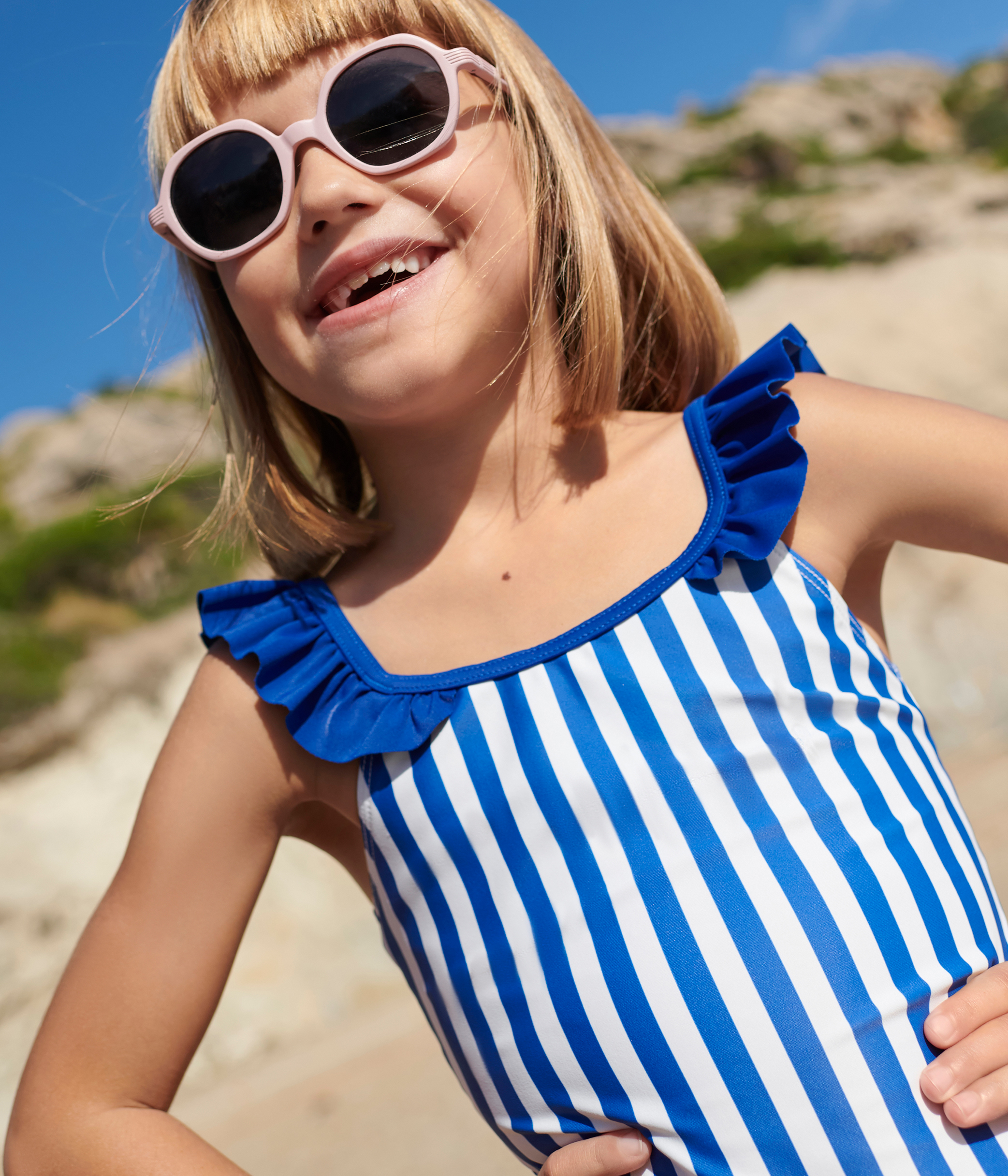 Children's one-piece stripy swimsuit