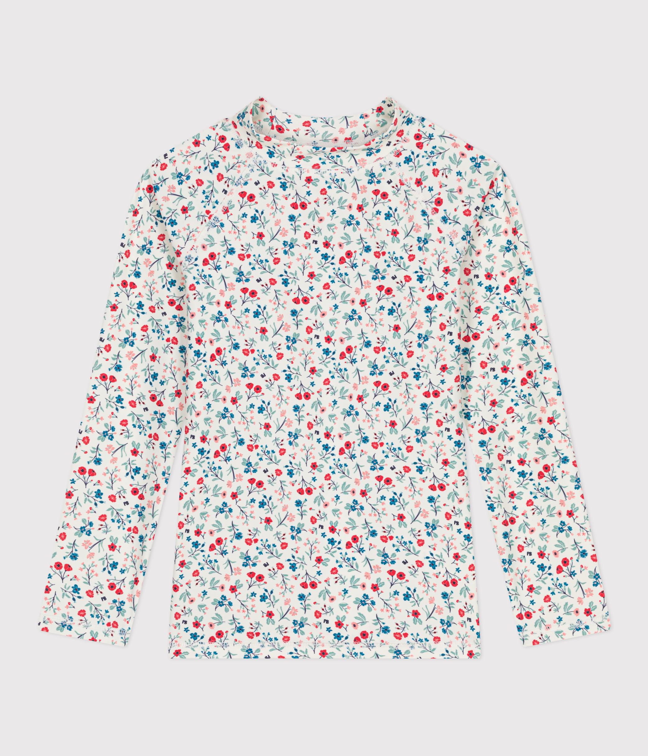 Children's floral long-sleeved anti-UV swim T-shirt