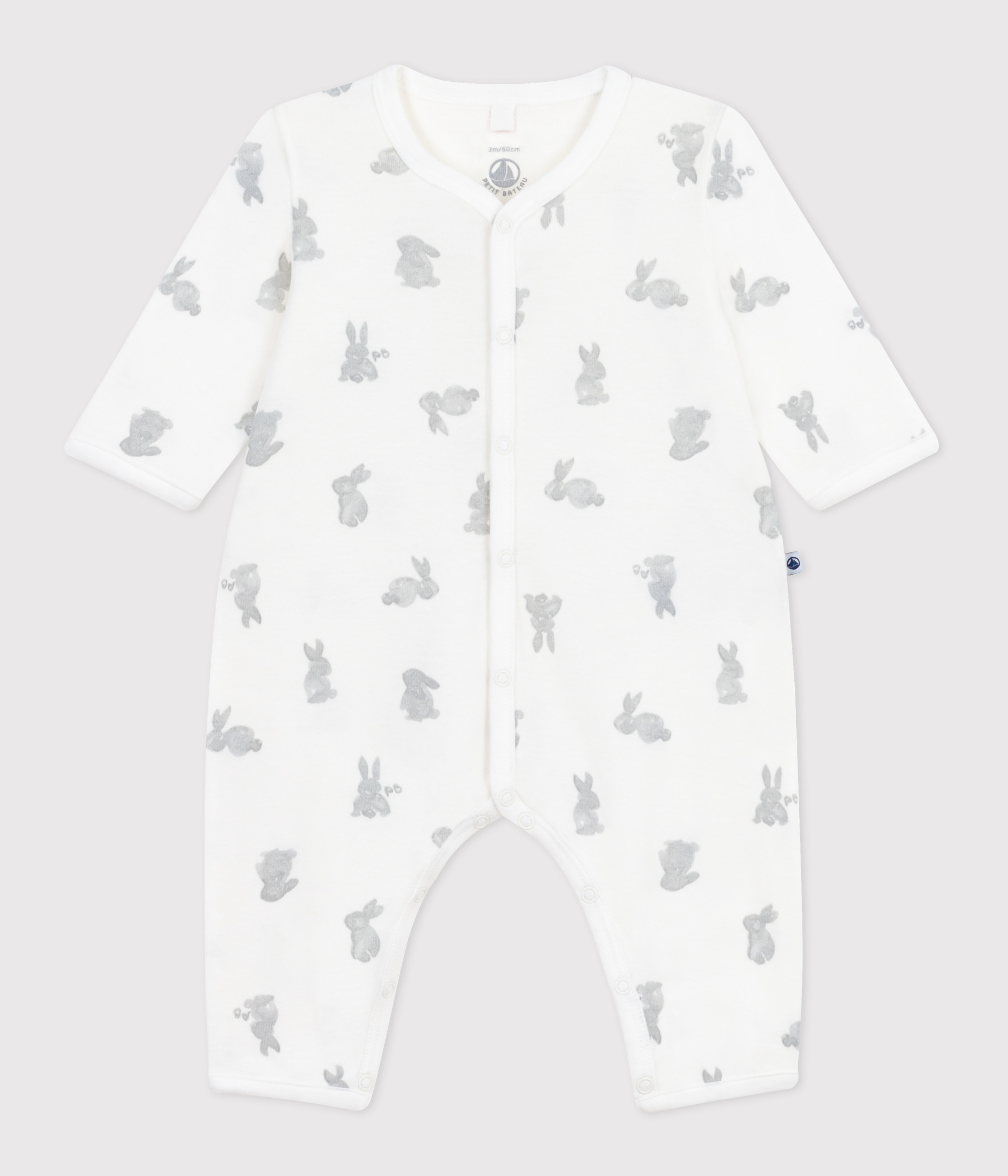 Baby footless cotton pajamas with rabbit print
