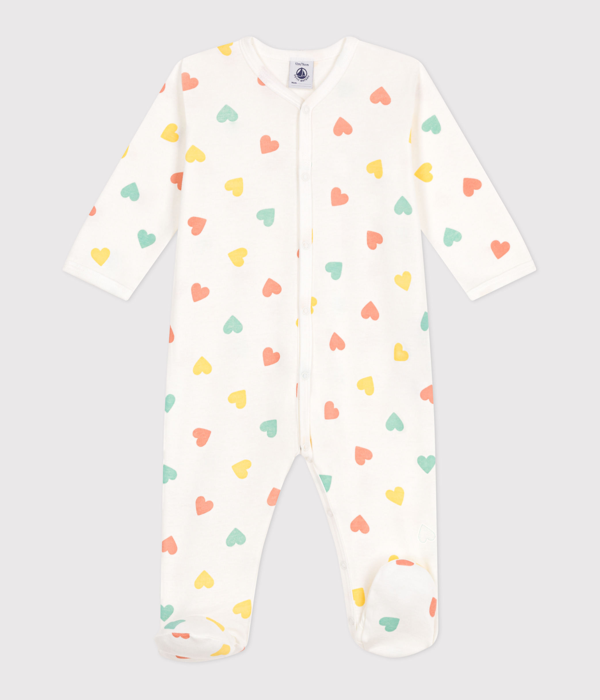 Baby cotton pajamas with hearts