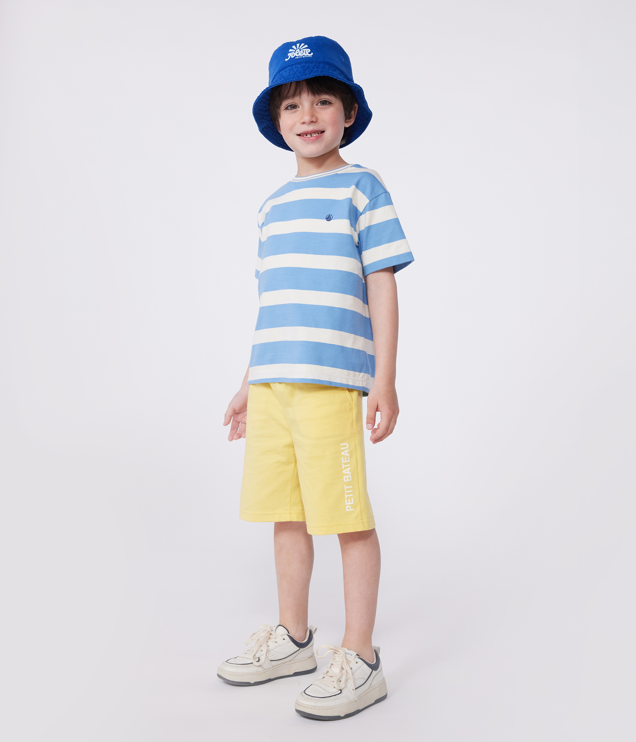 Children's short-sleeved stripy cotton T-shirt