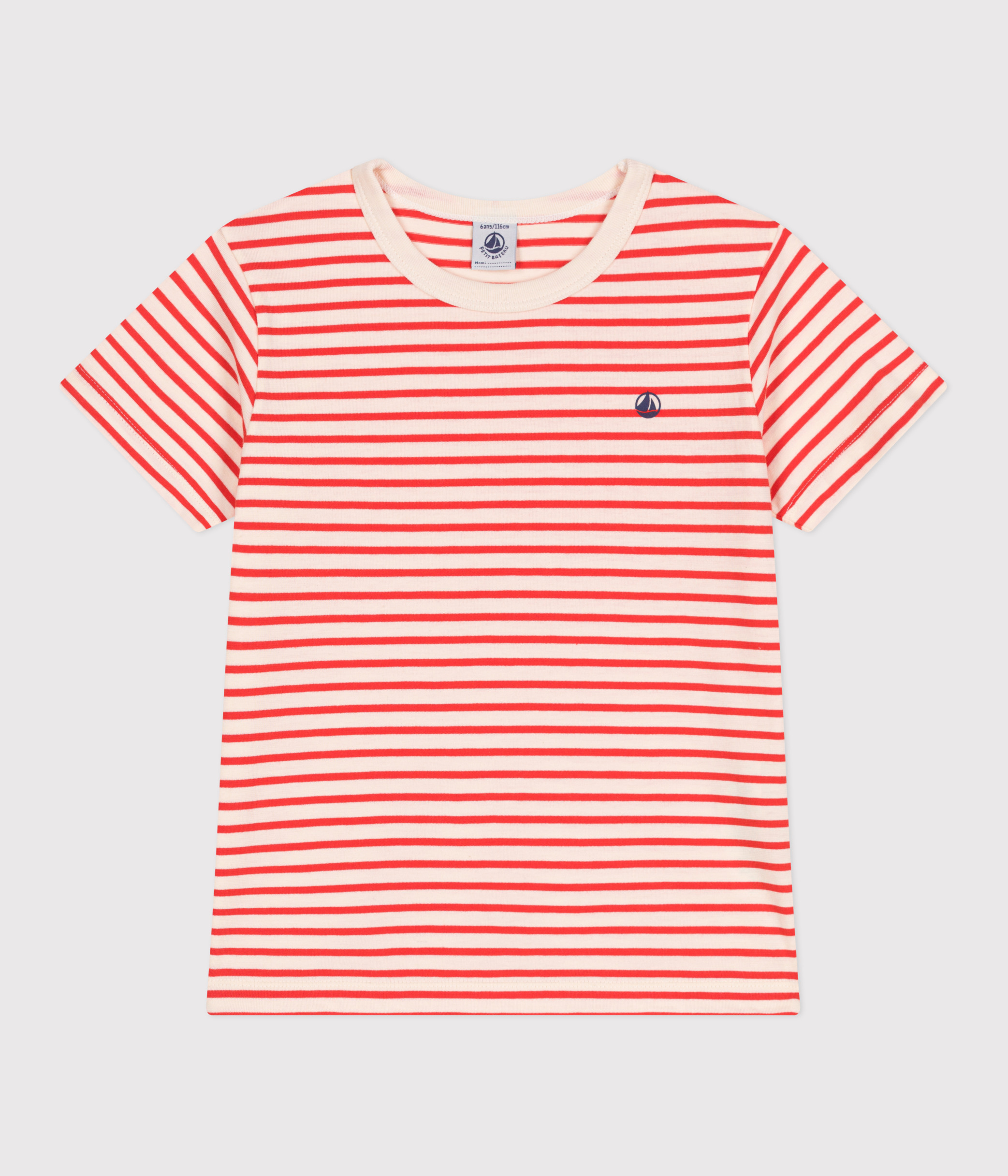 Children's short-sleeved stripy cotton T-shirt