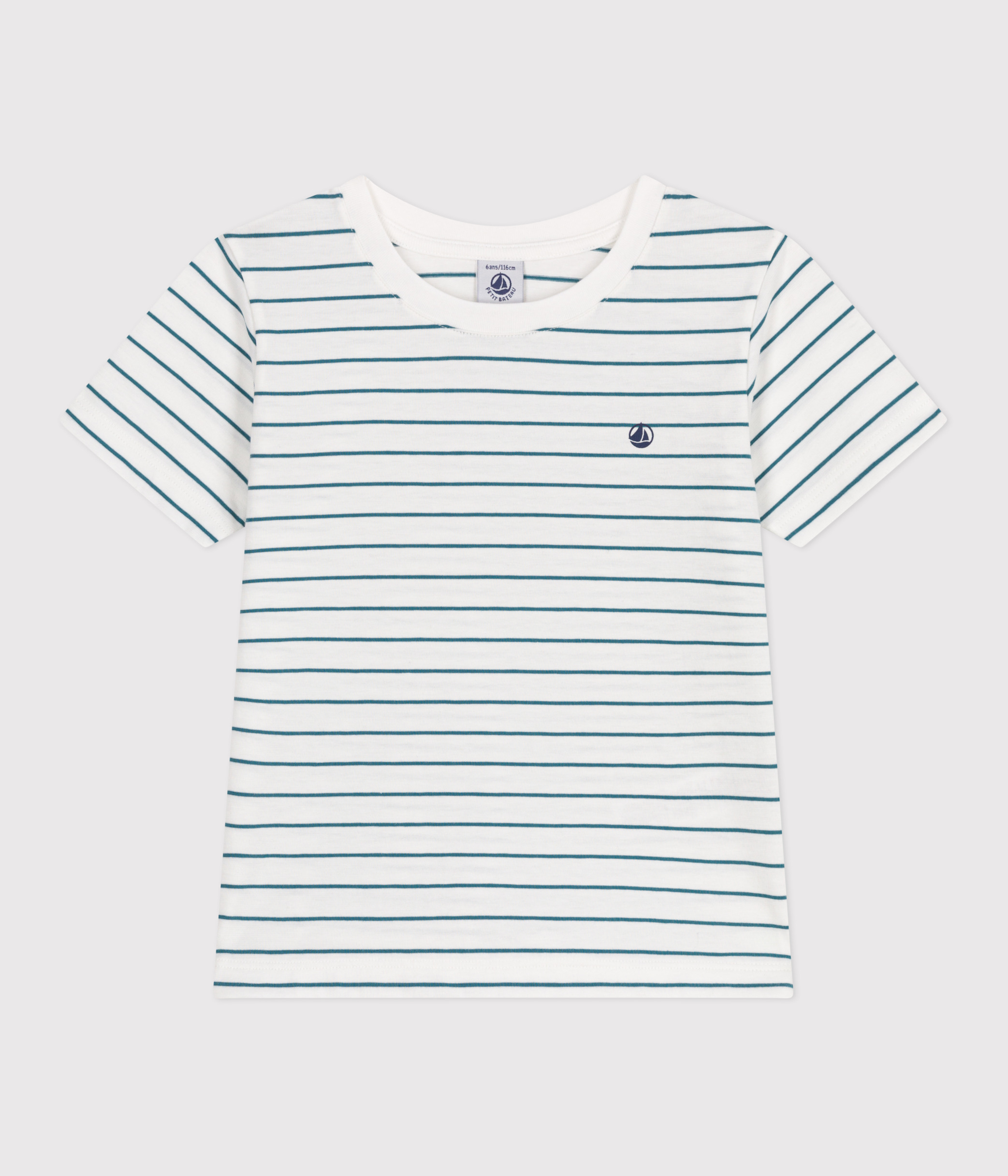 Children's short-sleeved stripy cotton T-shirt