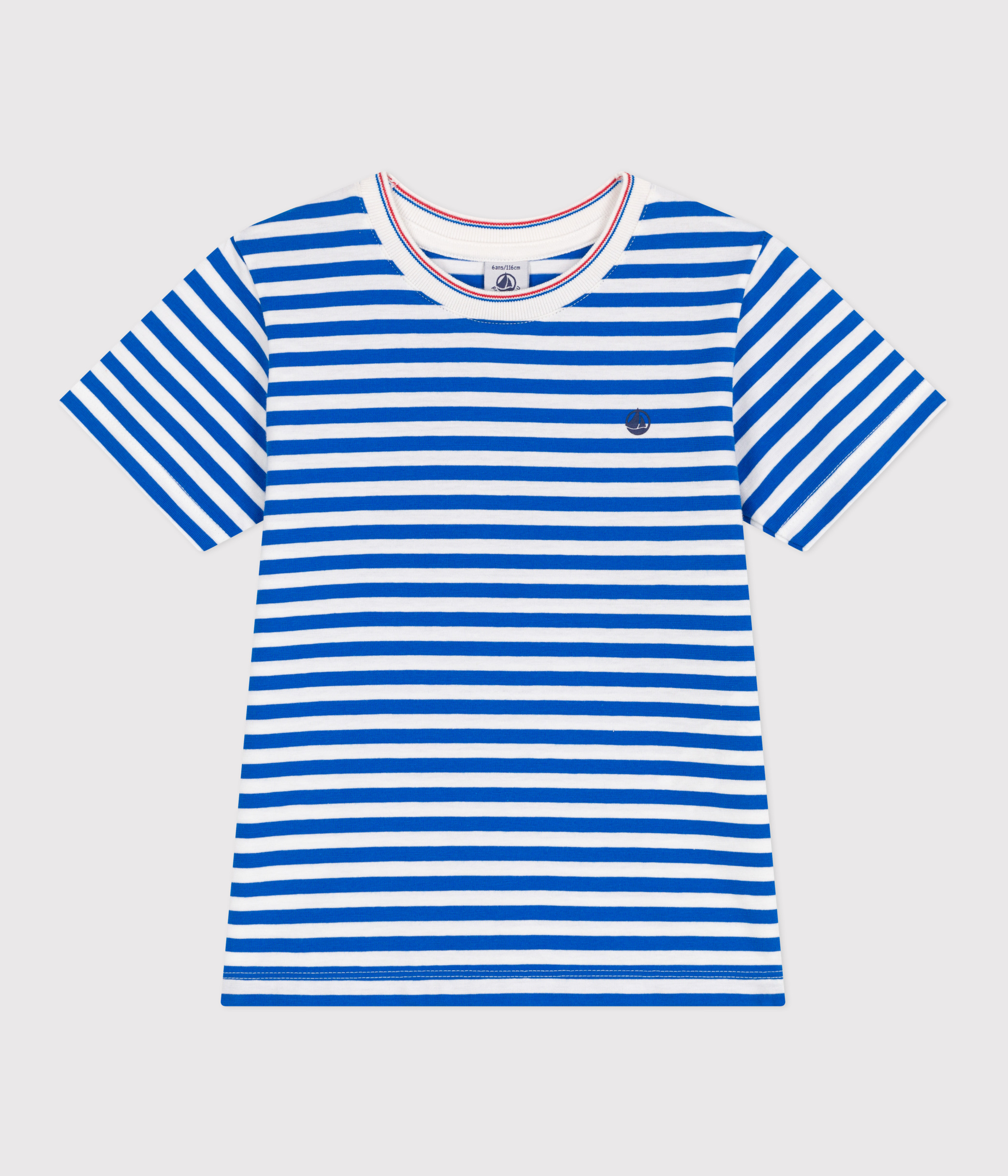 Children's short-sleeved stripy cotton T-shirt