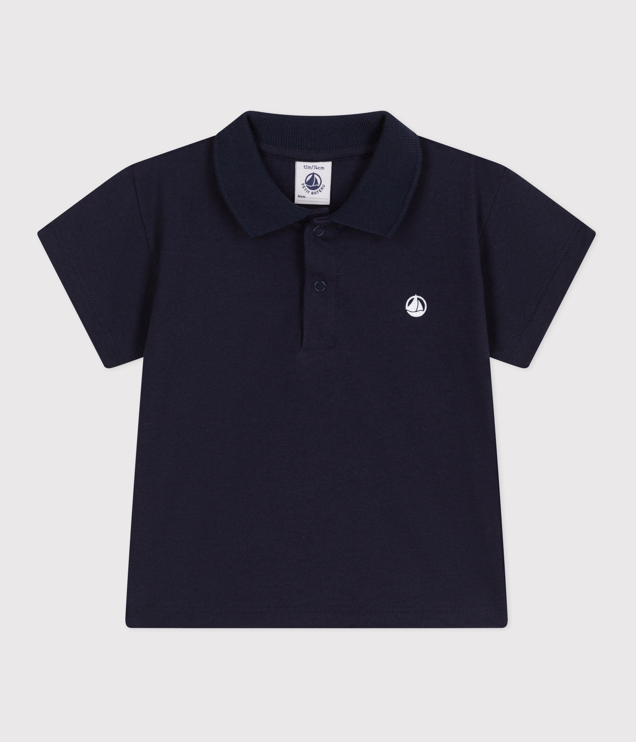 Babies' short-sleeved plain cotton polo shirt