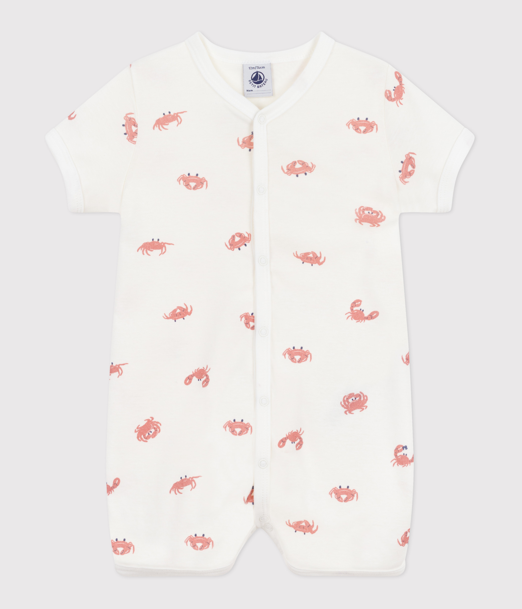 Baby cotton short jumpsuit with crabs