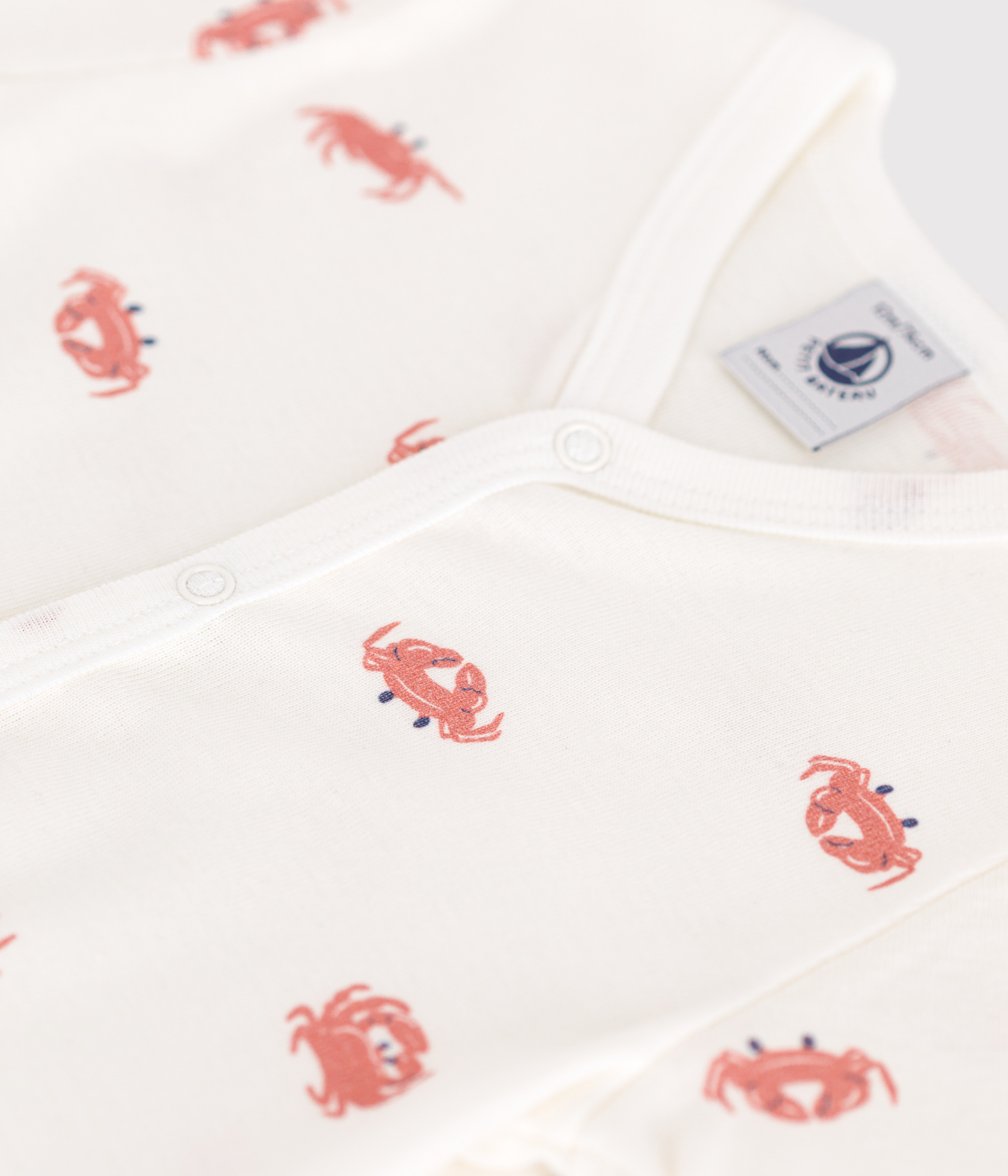 Baby cotton short jumpsuit with crabs