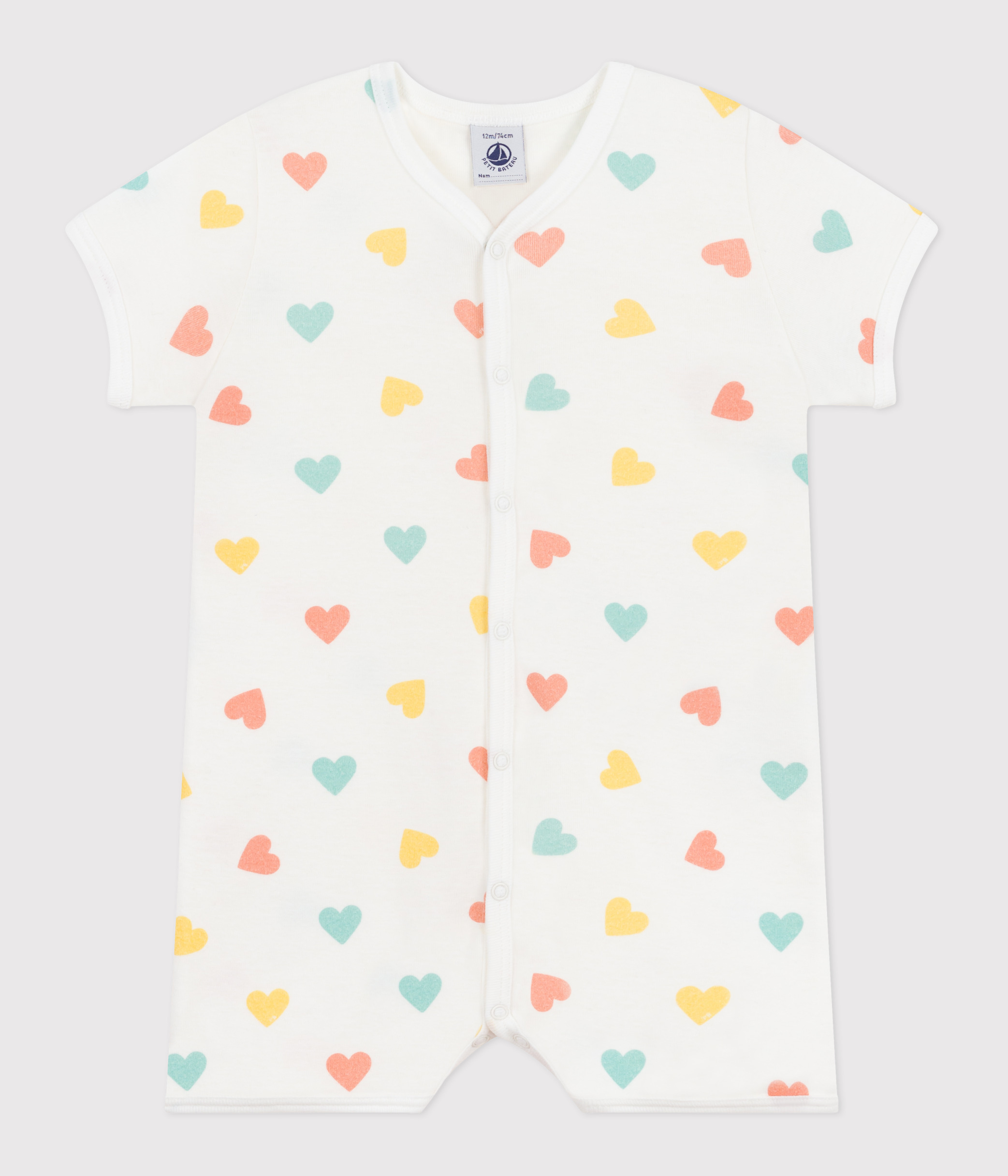 Baby cotton short jumpsuit with hearts