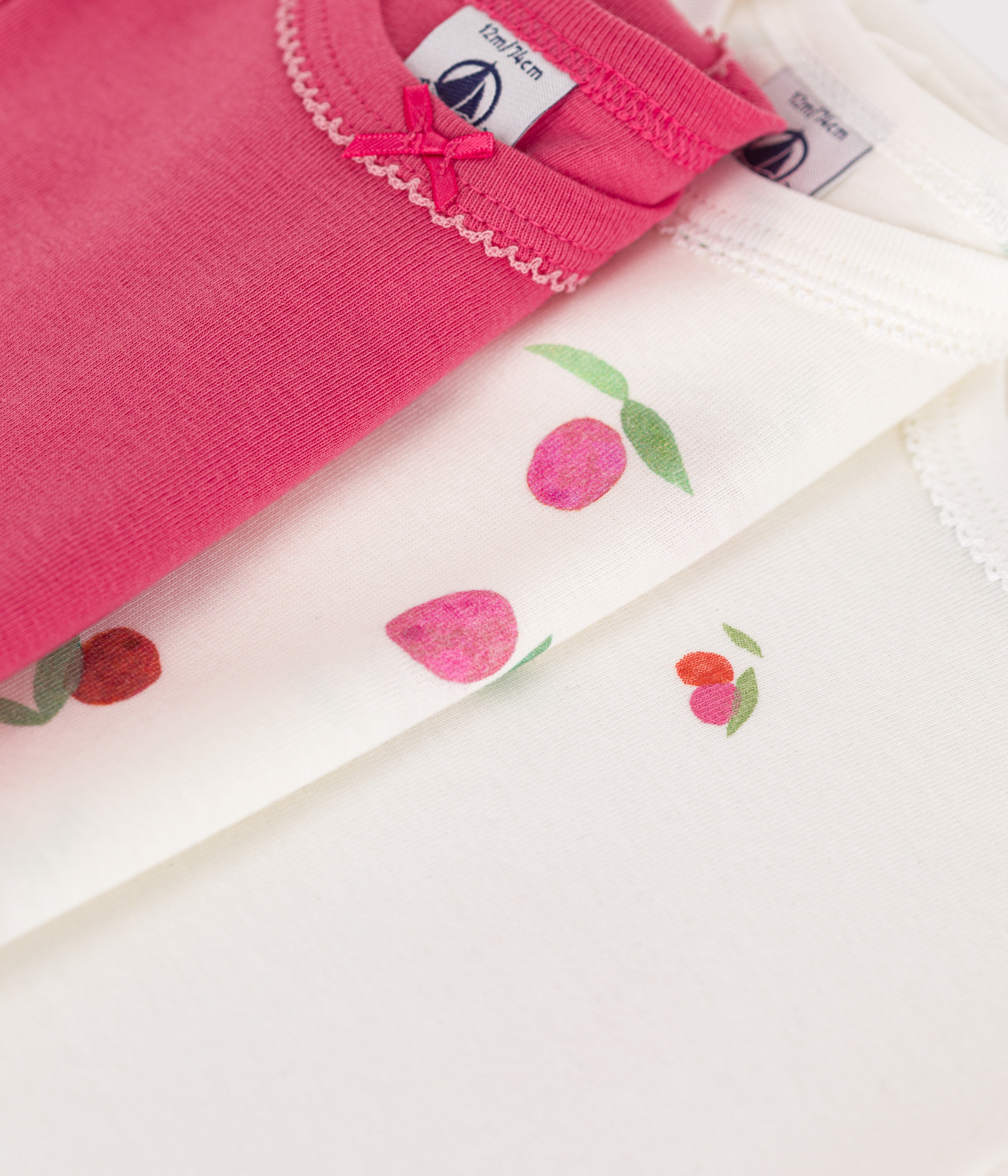 Set of 3 baby cotton short-sleeved floral bodysuits