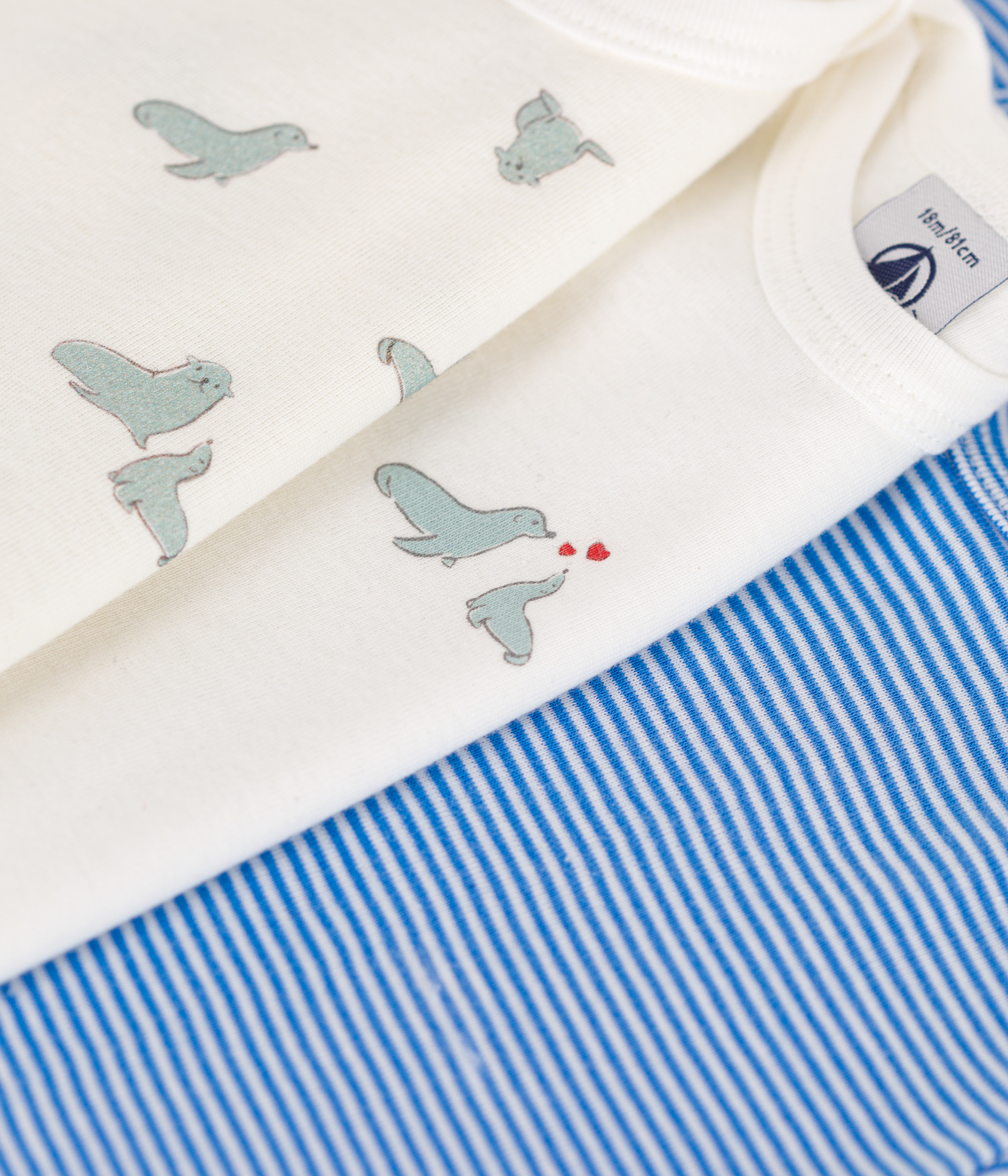 Set of 3 short-sleeved baby printed cotton bodysuits