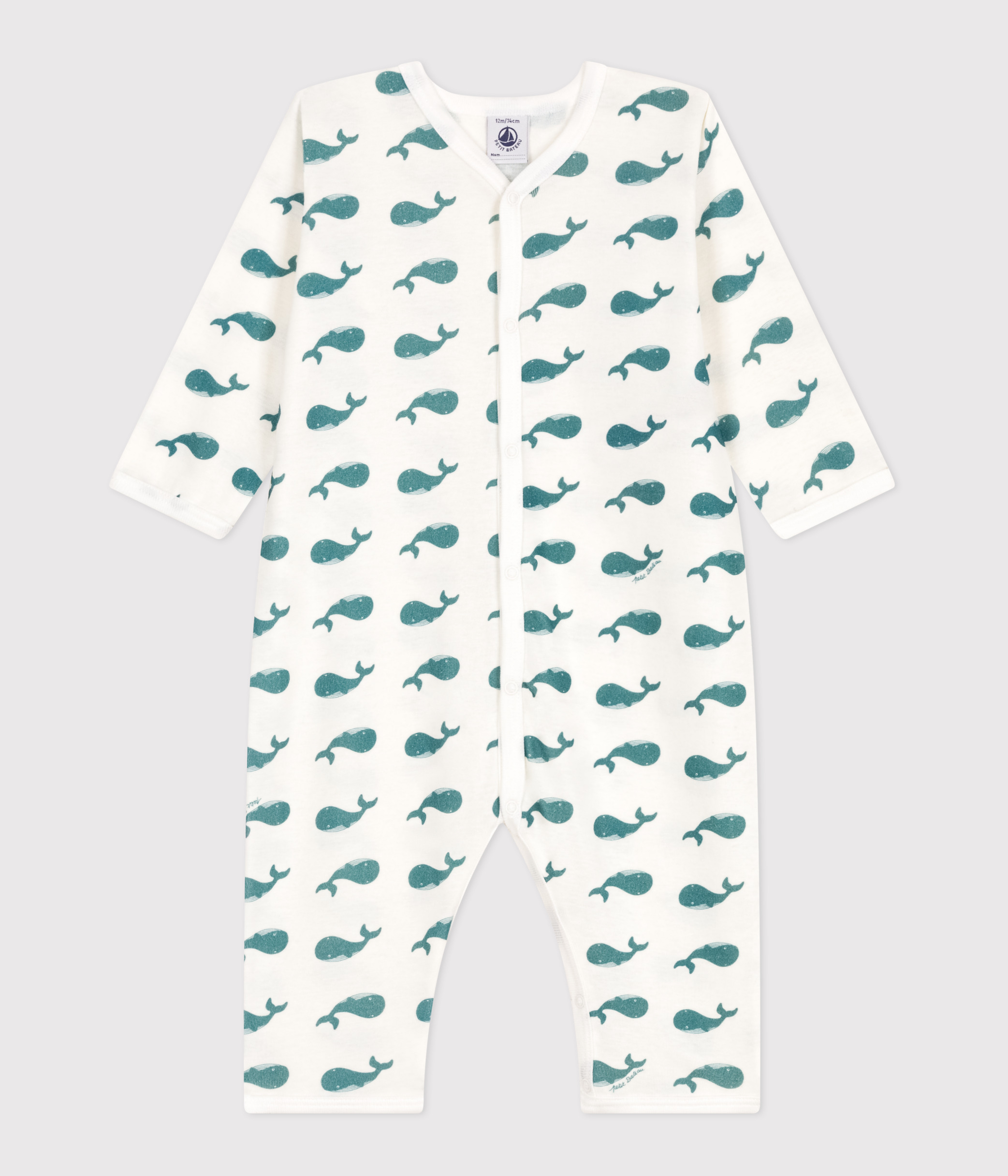 Baby footless cotton pyjamas with whales