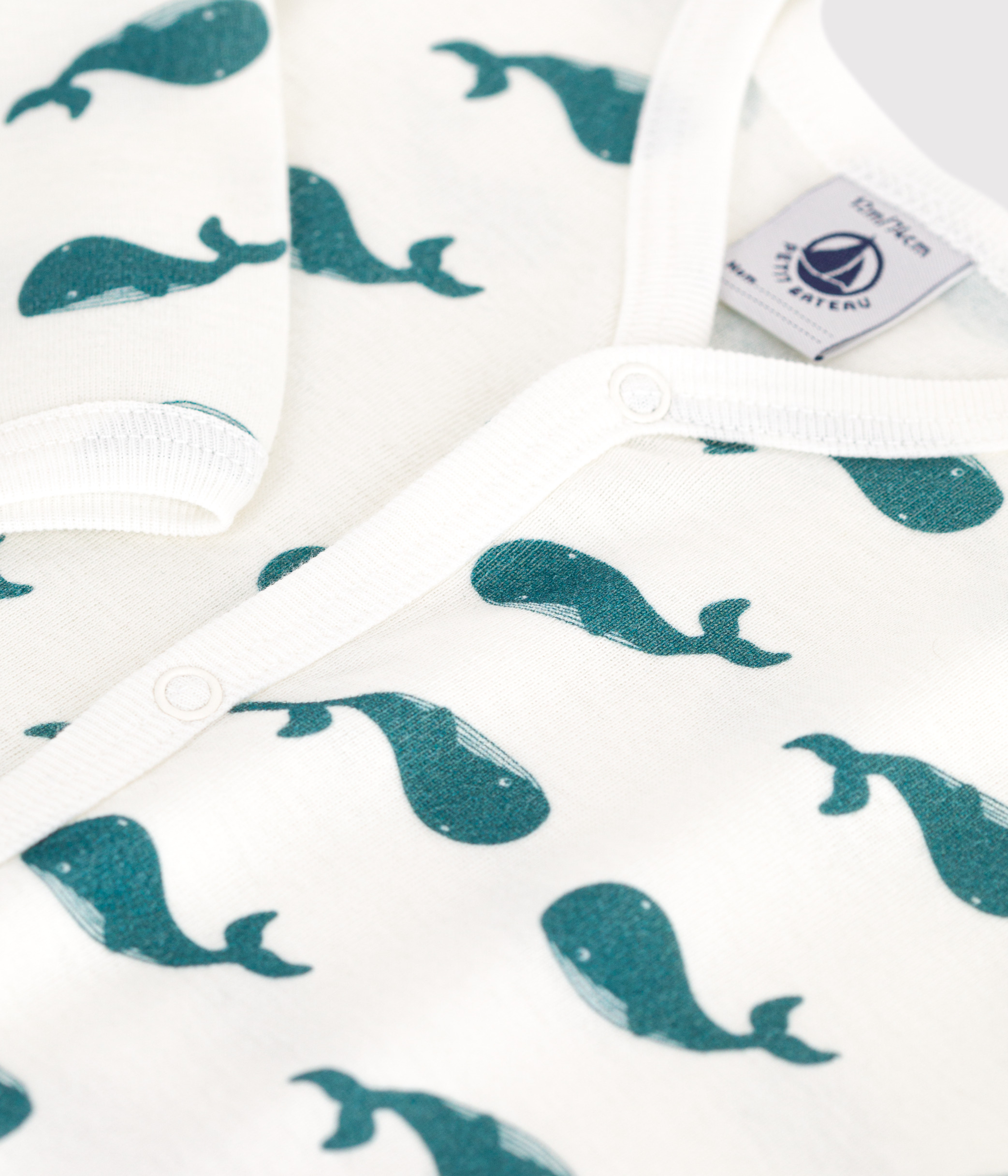 Baby footless cotton pyjamas with whales