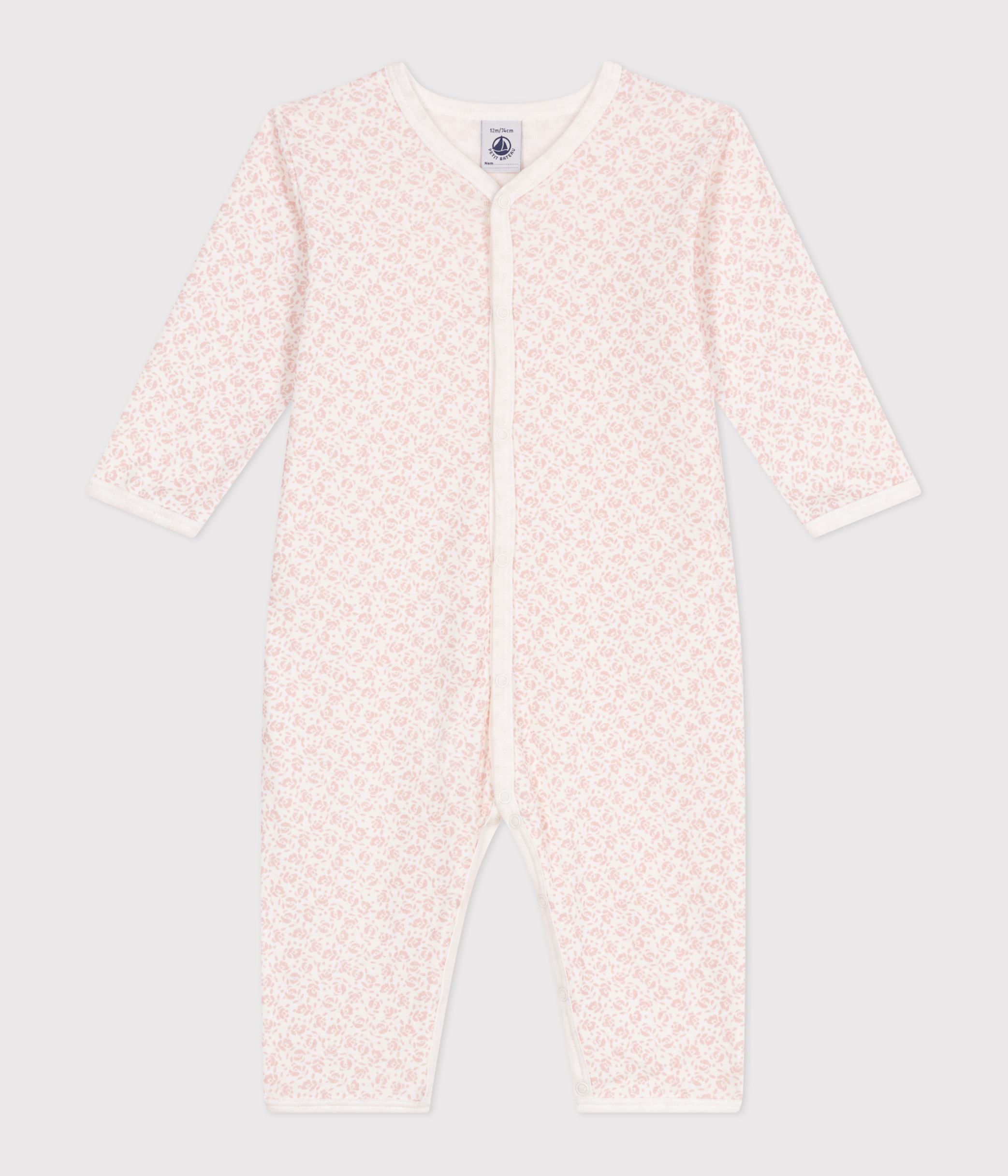 Baby footless cotton pyjamas with floral print