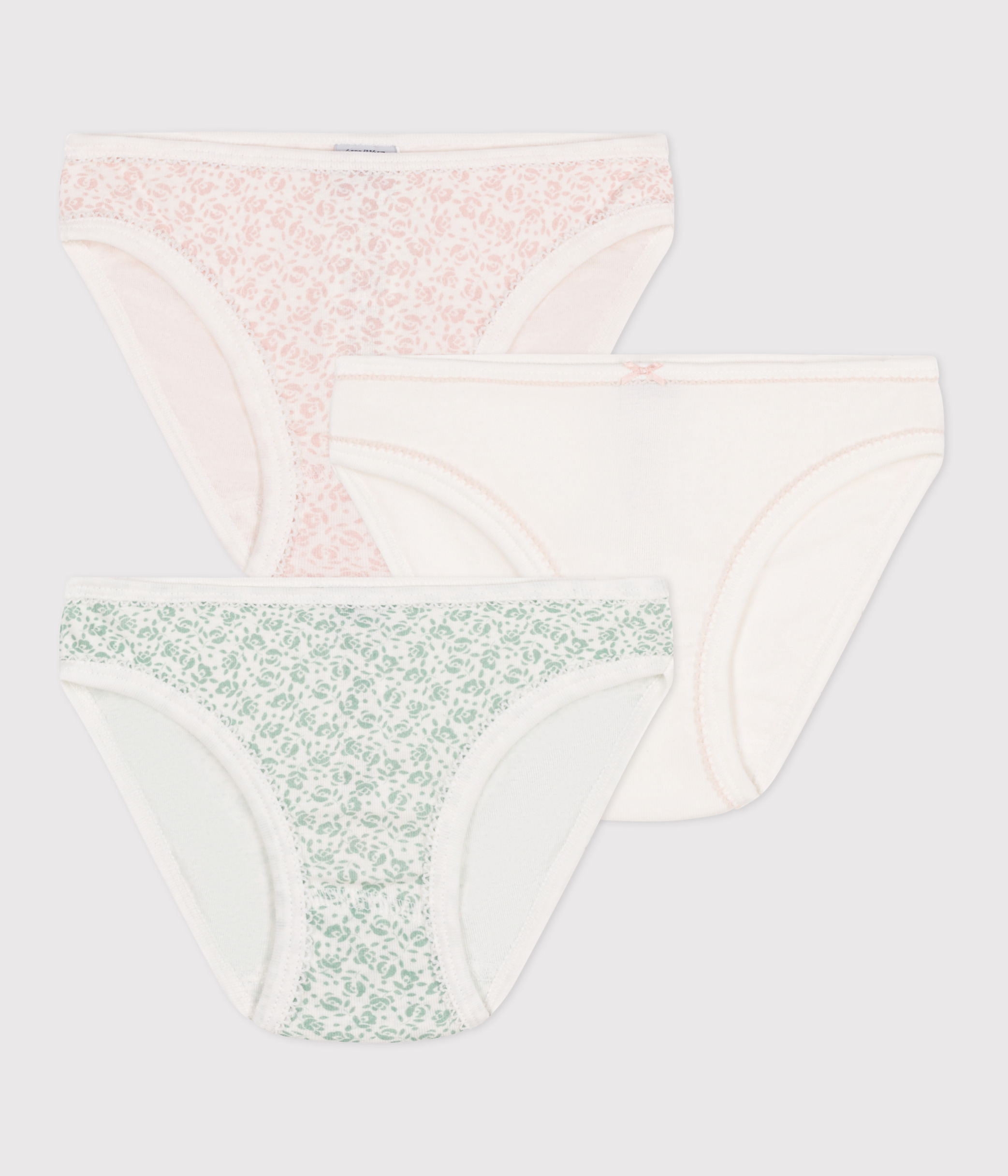 Set of 3 children's floral cotton panties