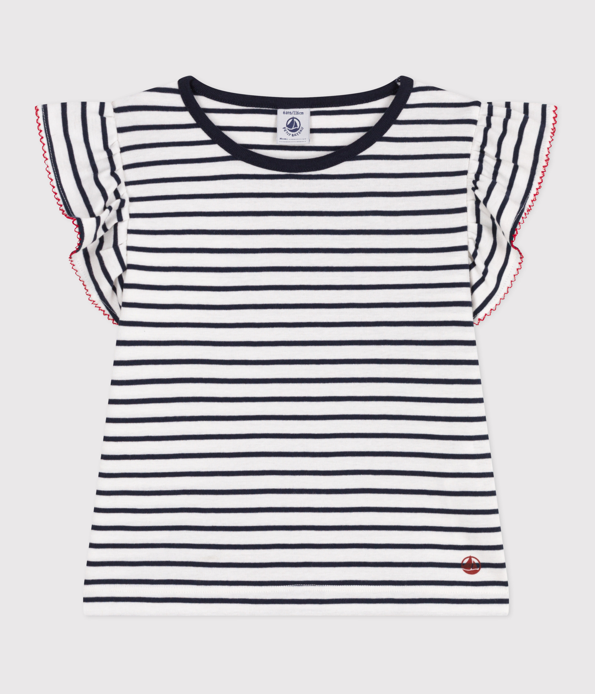 Children's short-sleeved stripy cotton T-shirt