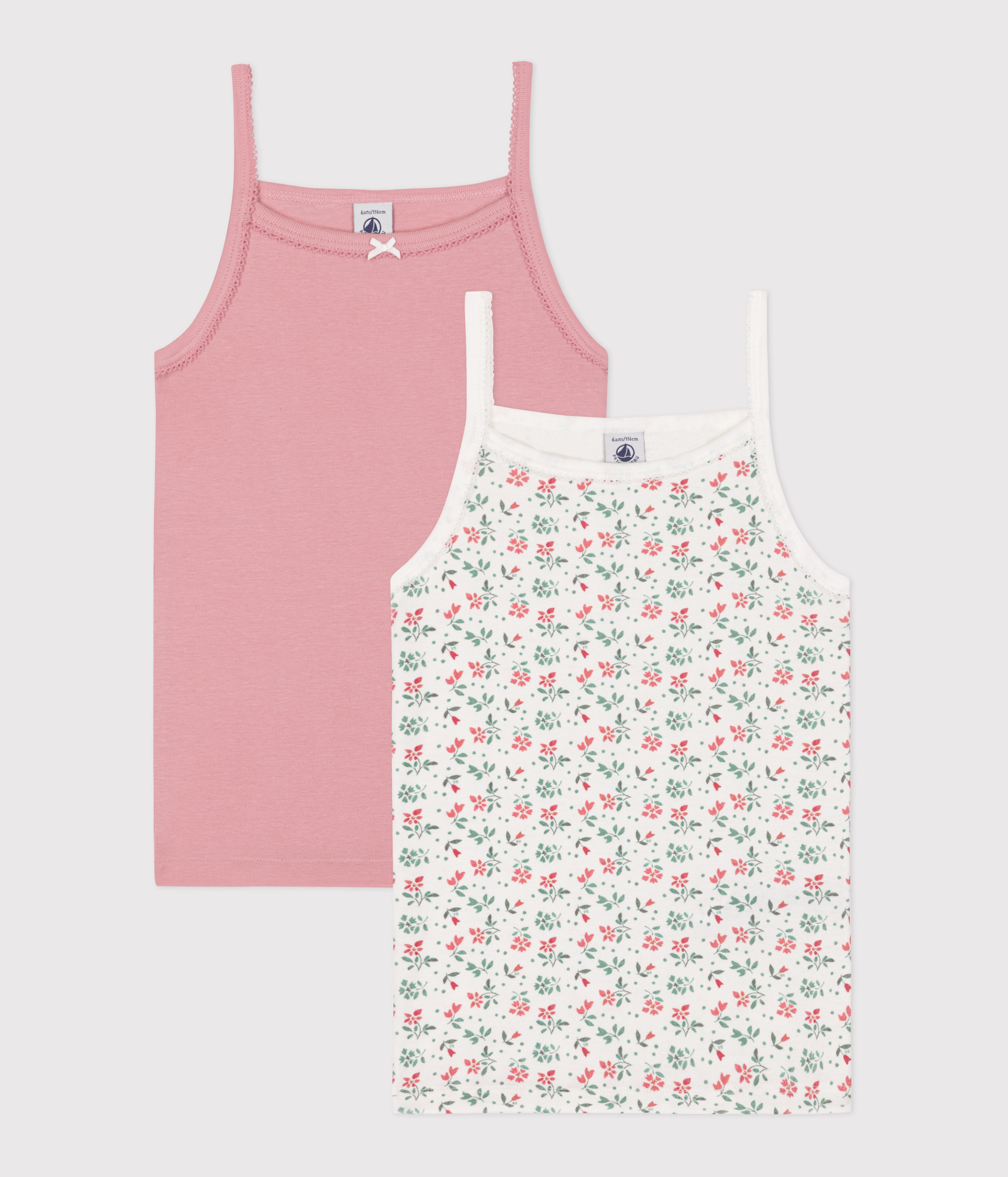 Set of 2 children's cotton floral tank tops