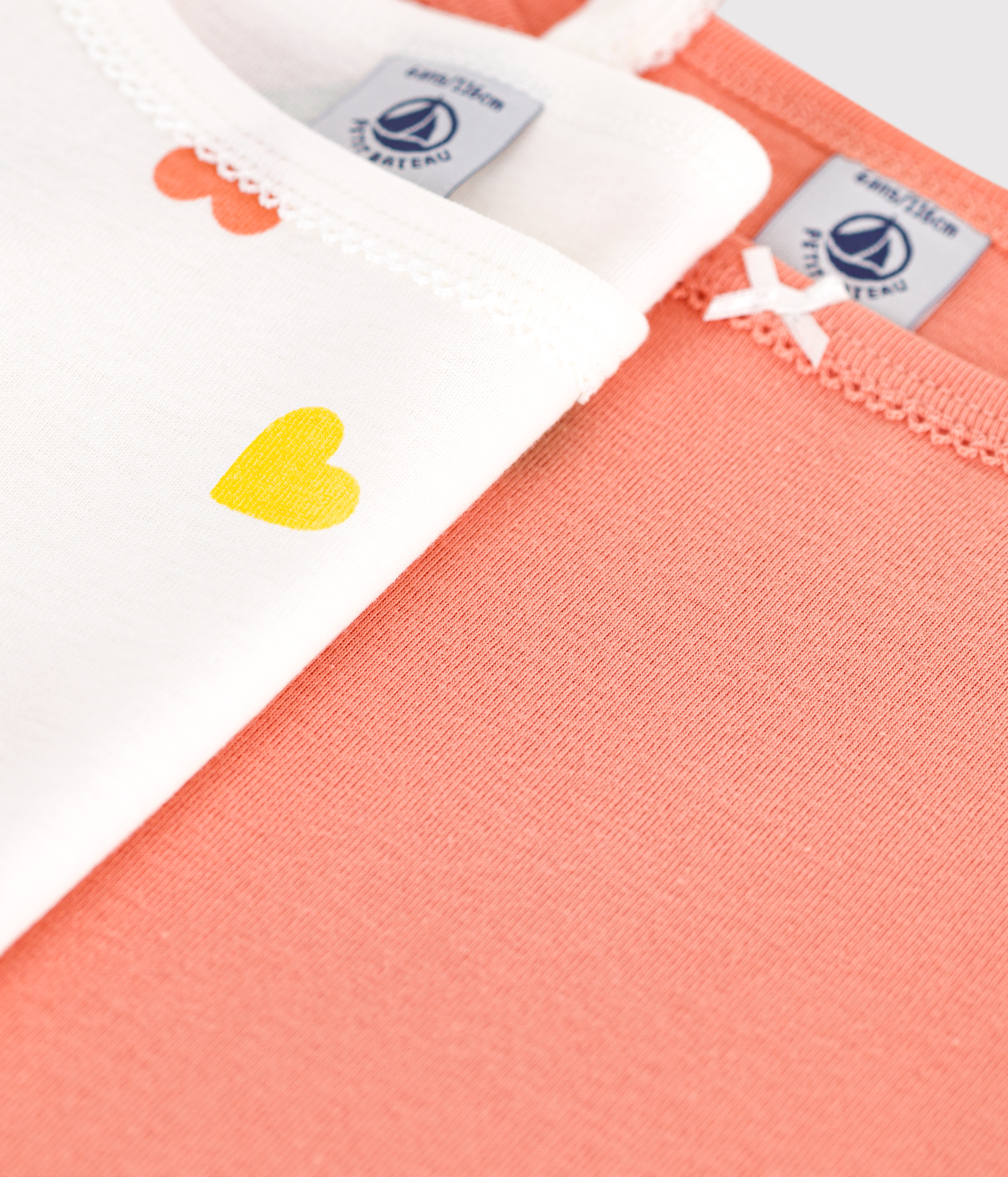 Set of 2 children's cotton tank tops with heart print