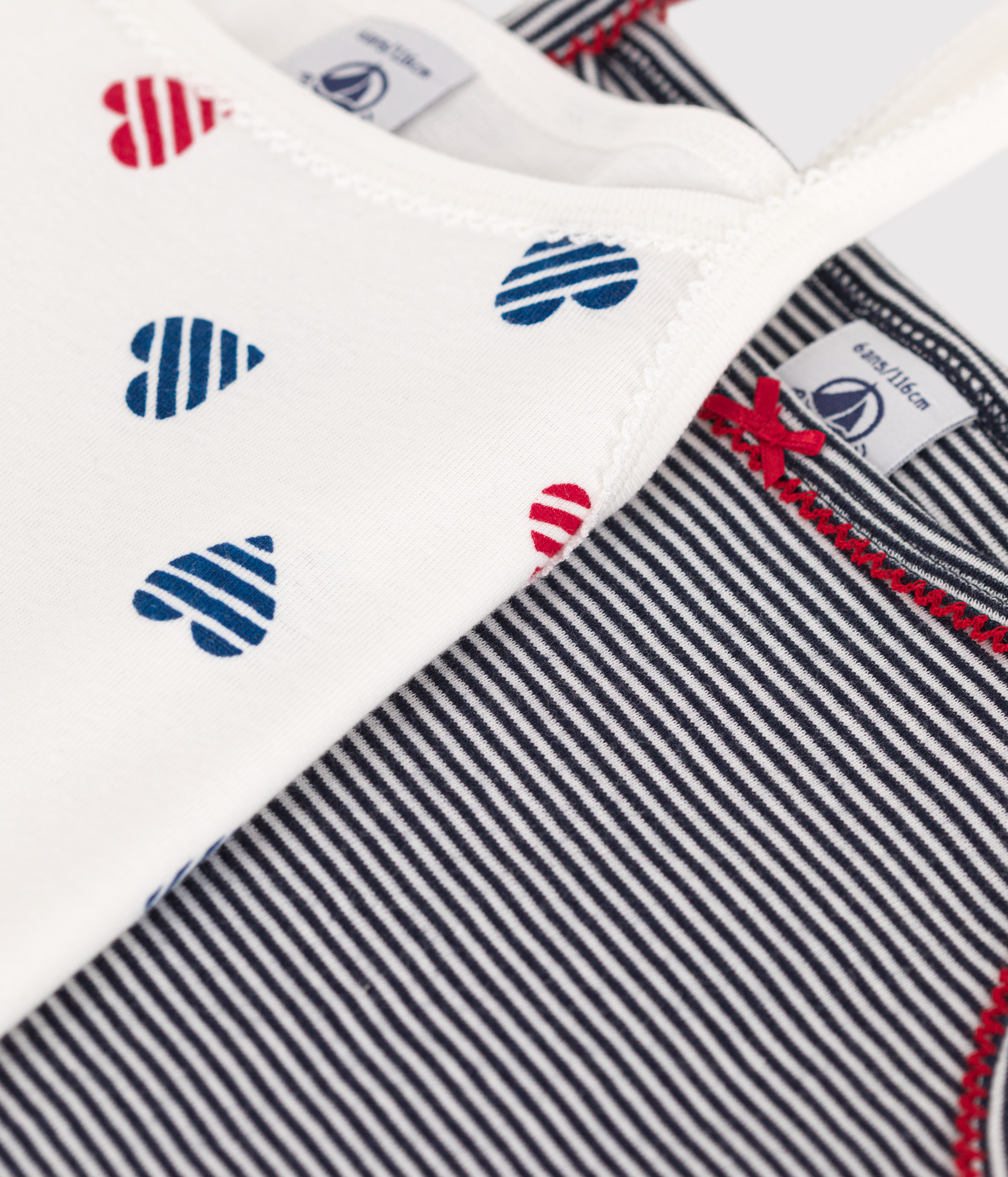 Set of 2 children's cotton tank tops with heart print