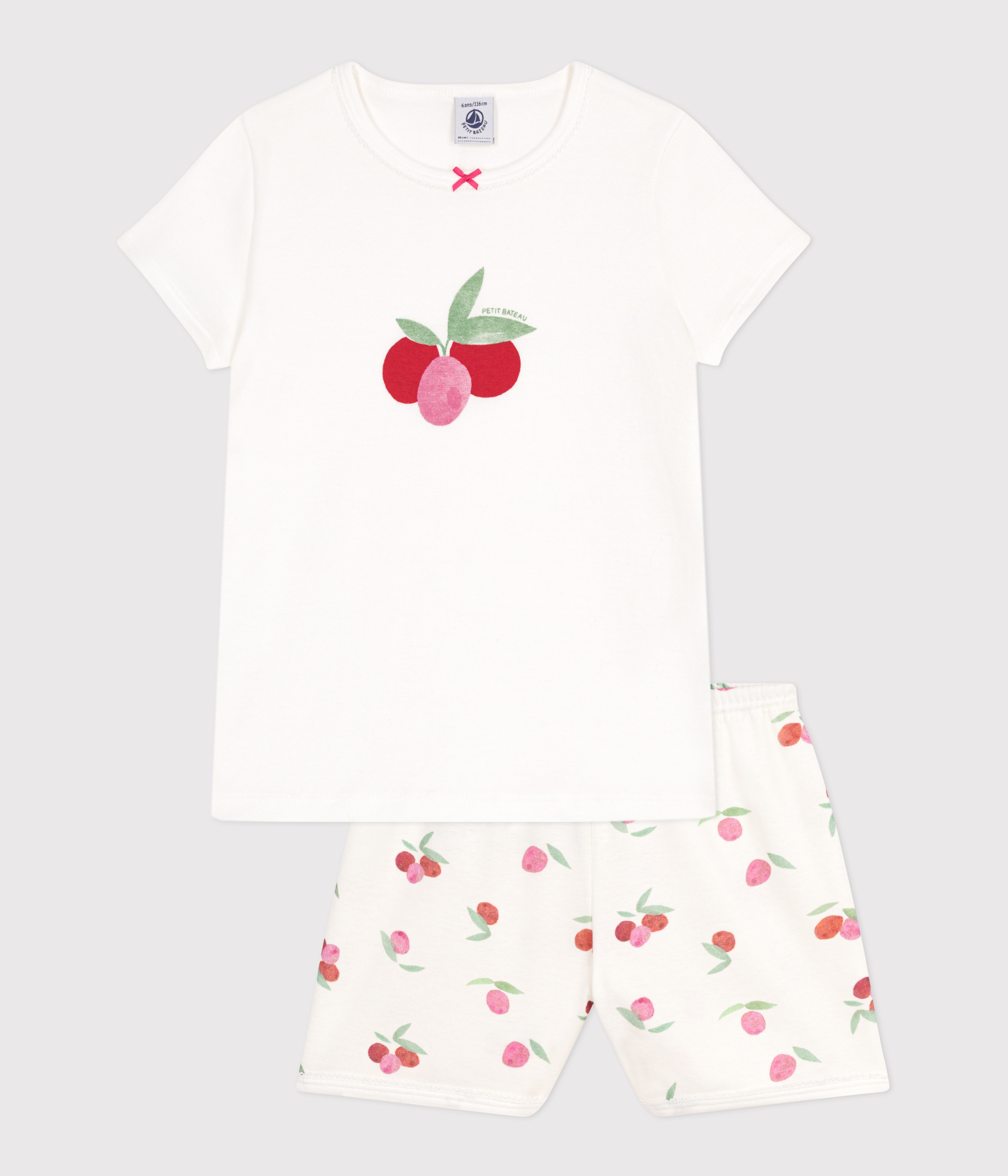 Children's short pajamas in fruit-print cotton